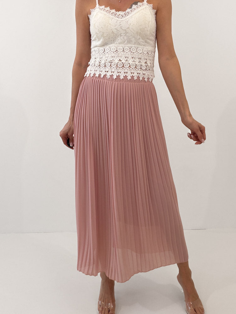 "Skirt" stylischer Plissee Rock - hellrosa