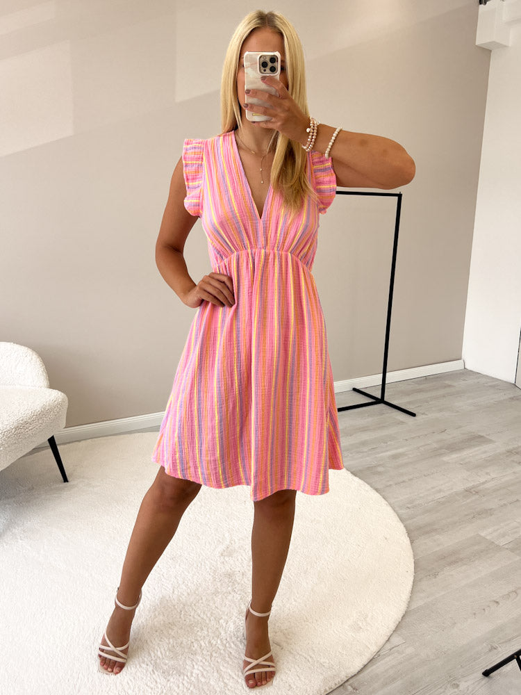 "Pianosa Little Stripes Midi" tolles Midikleid aus Musselin - rosa