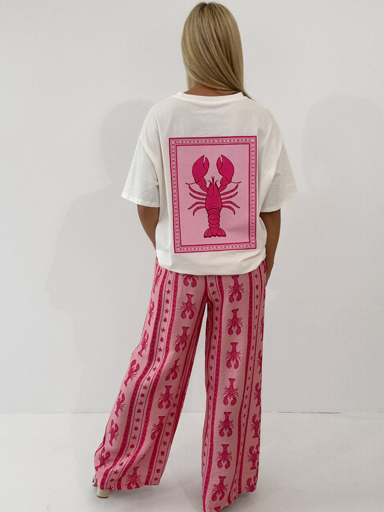 "Mare Mio Lobster" stylische Hose aus Viscose - rosa/pink