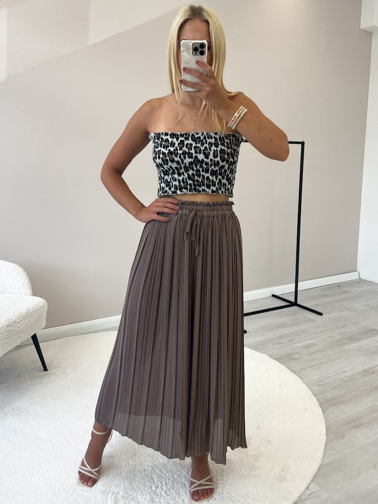 Plissee Culotte Hose - mocca