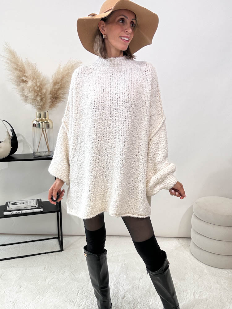 "Bouclé" kuscheliger Oversize Pulli - creme