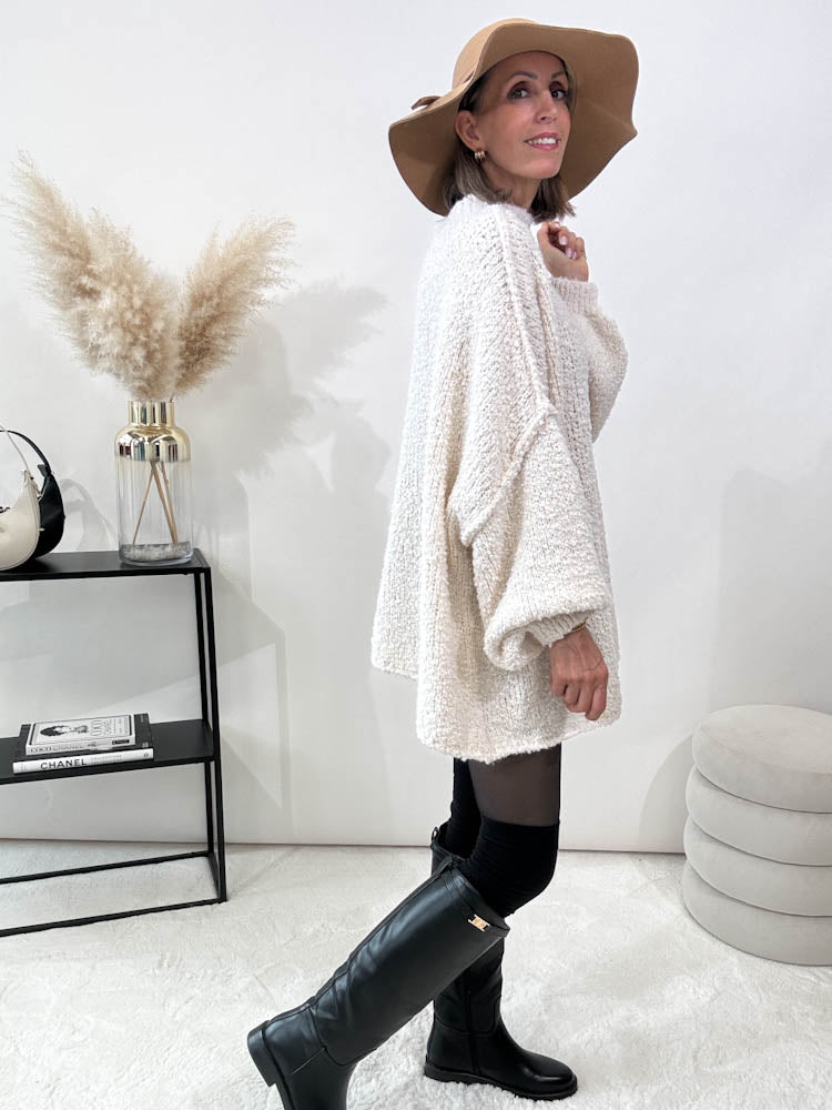 "Bouclé" kuscheliger Oversize Pulli - creme