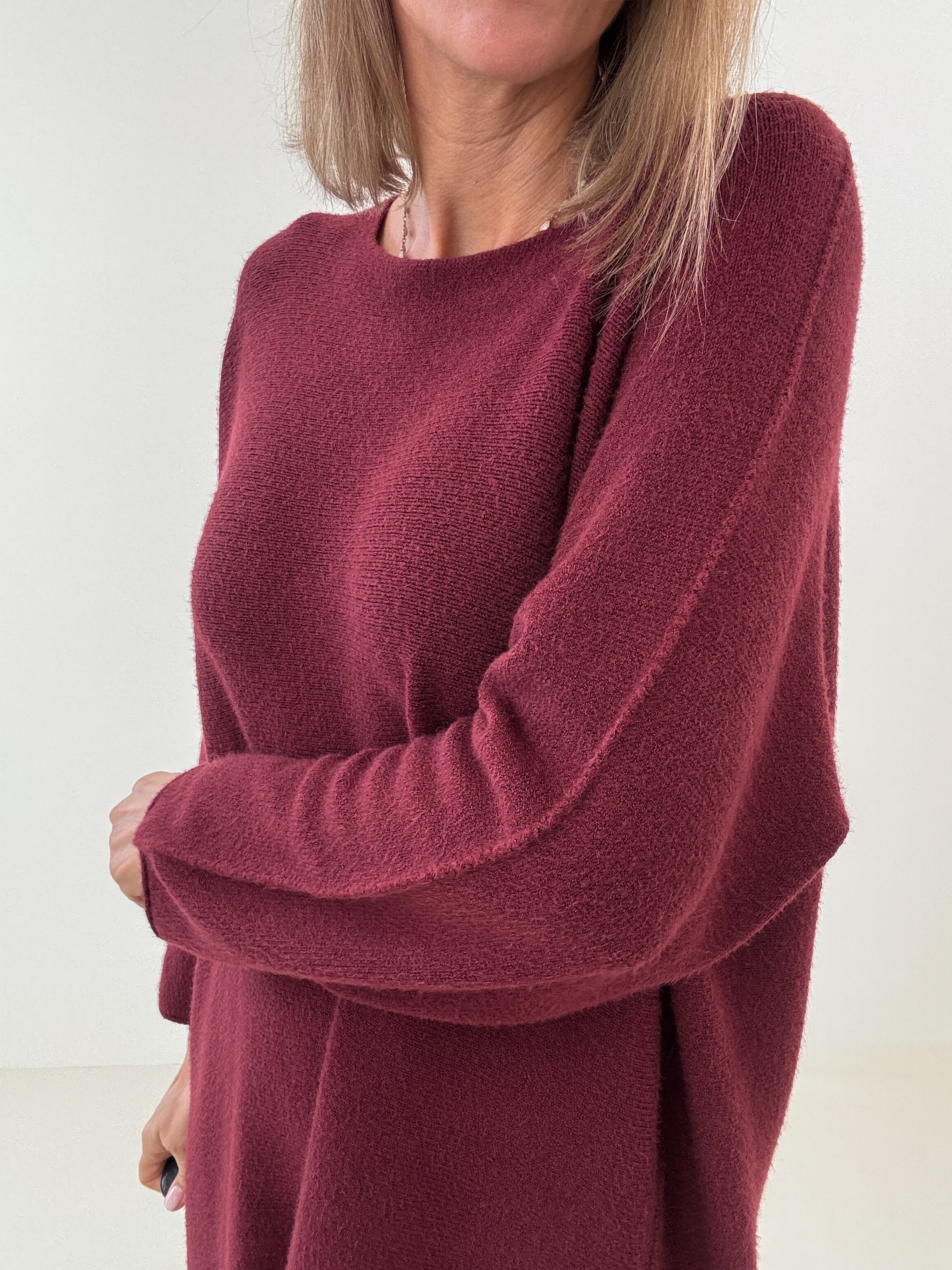 „Vicenza Long" weicher Pullover mit Viscose - bordeaux