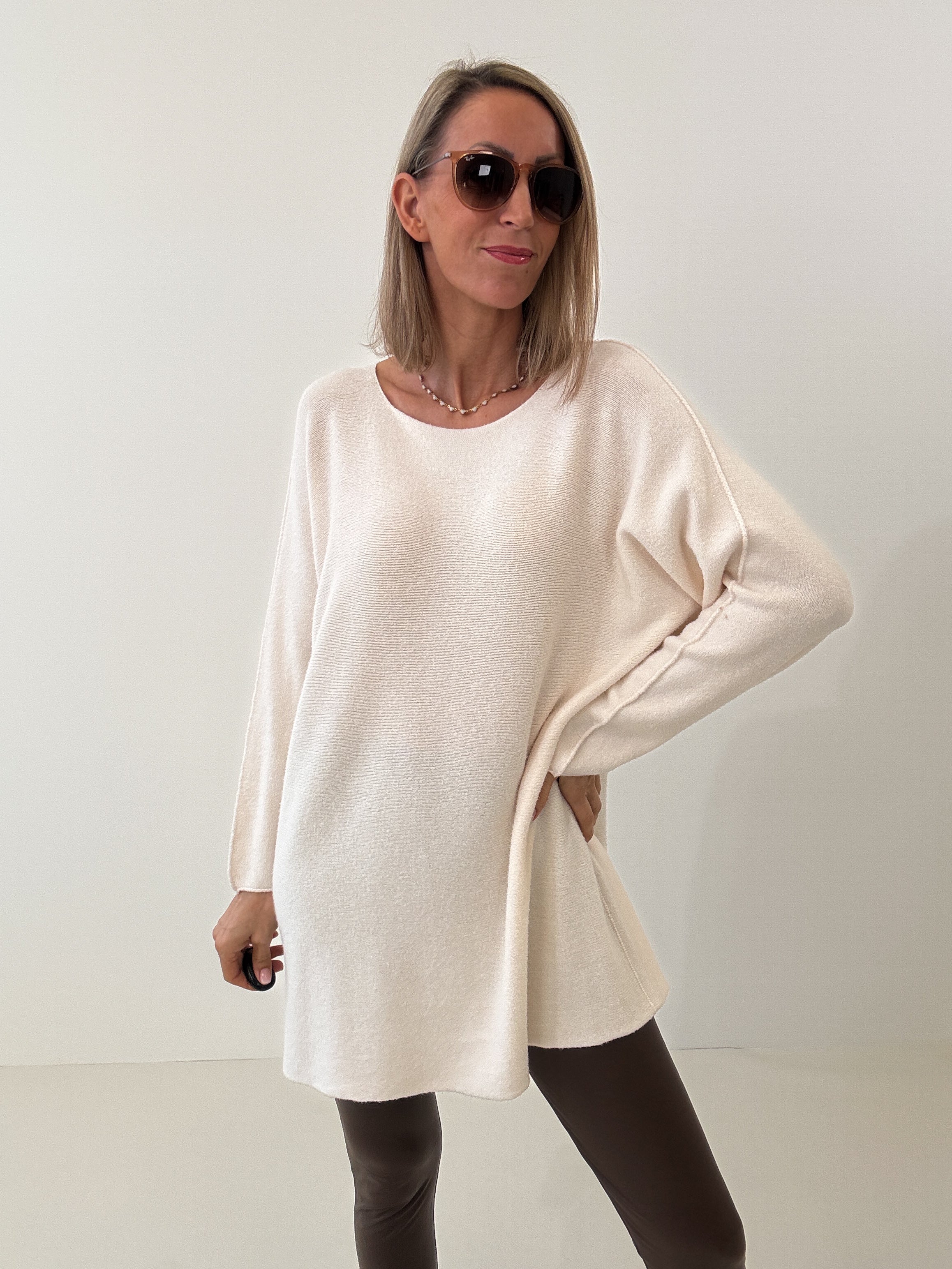 „Vicenza Long" weicher Pullover mit Viscose - creme