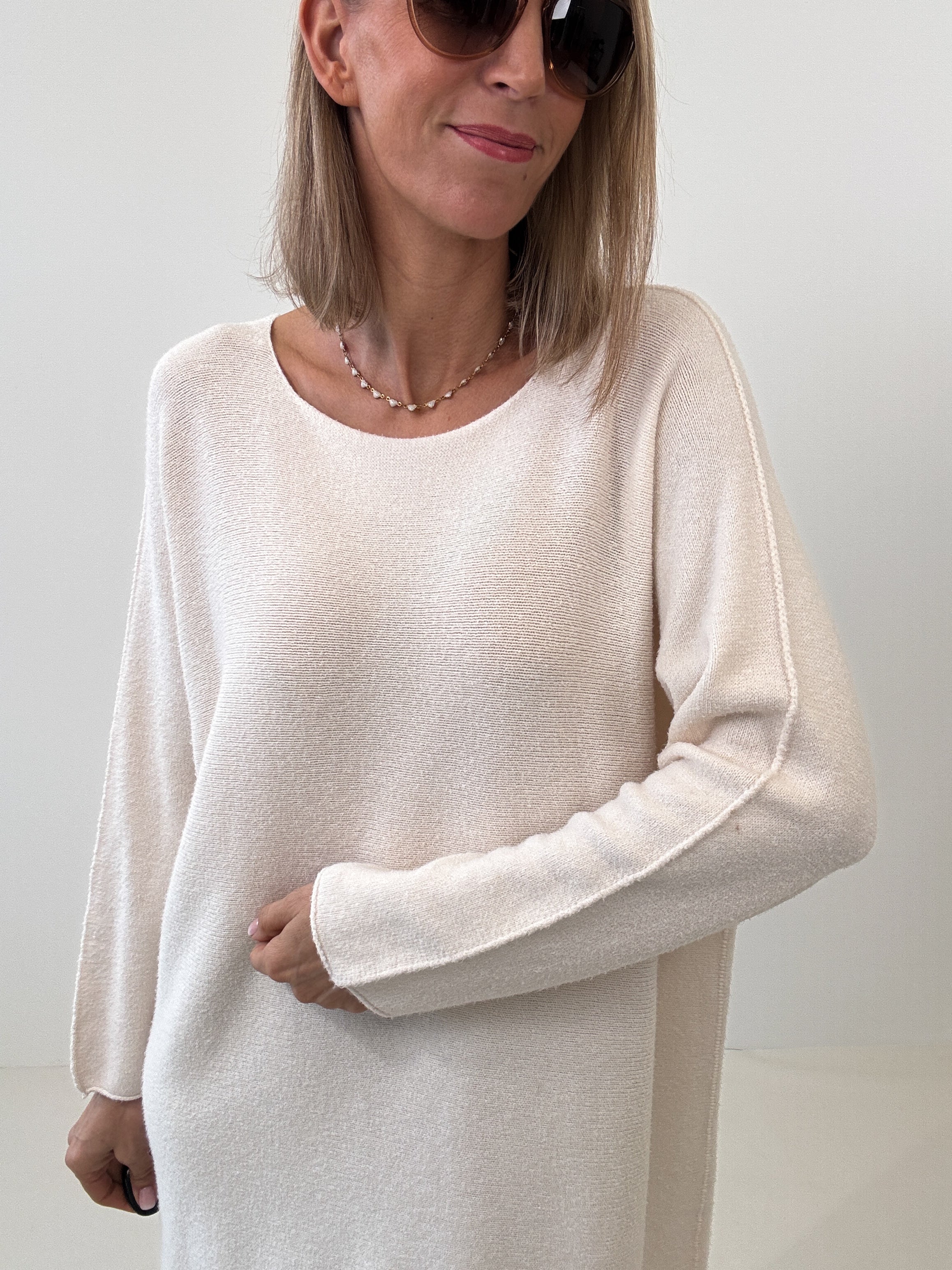 „Vicenza Long" weicher Pullover mit Viscose - creme