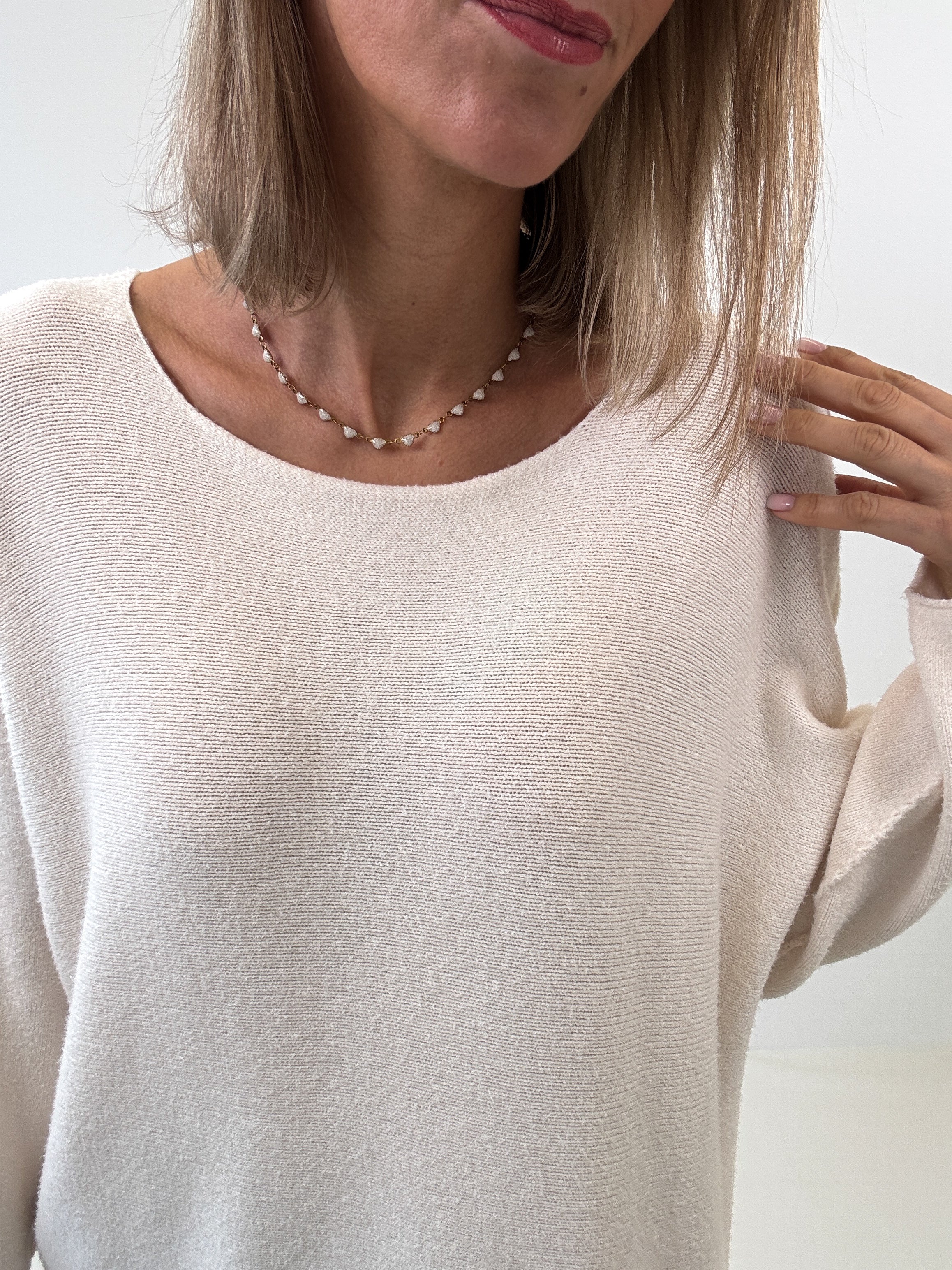 „Vicenza Long" weicher Pullover mit Viscose - creme