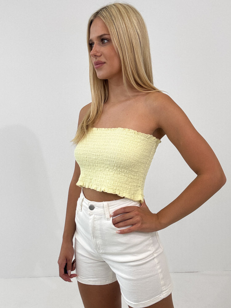 "Bari" Tube Top aus Baumwolle - gelb