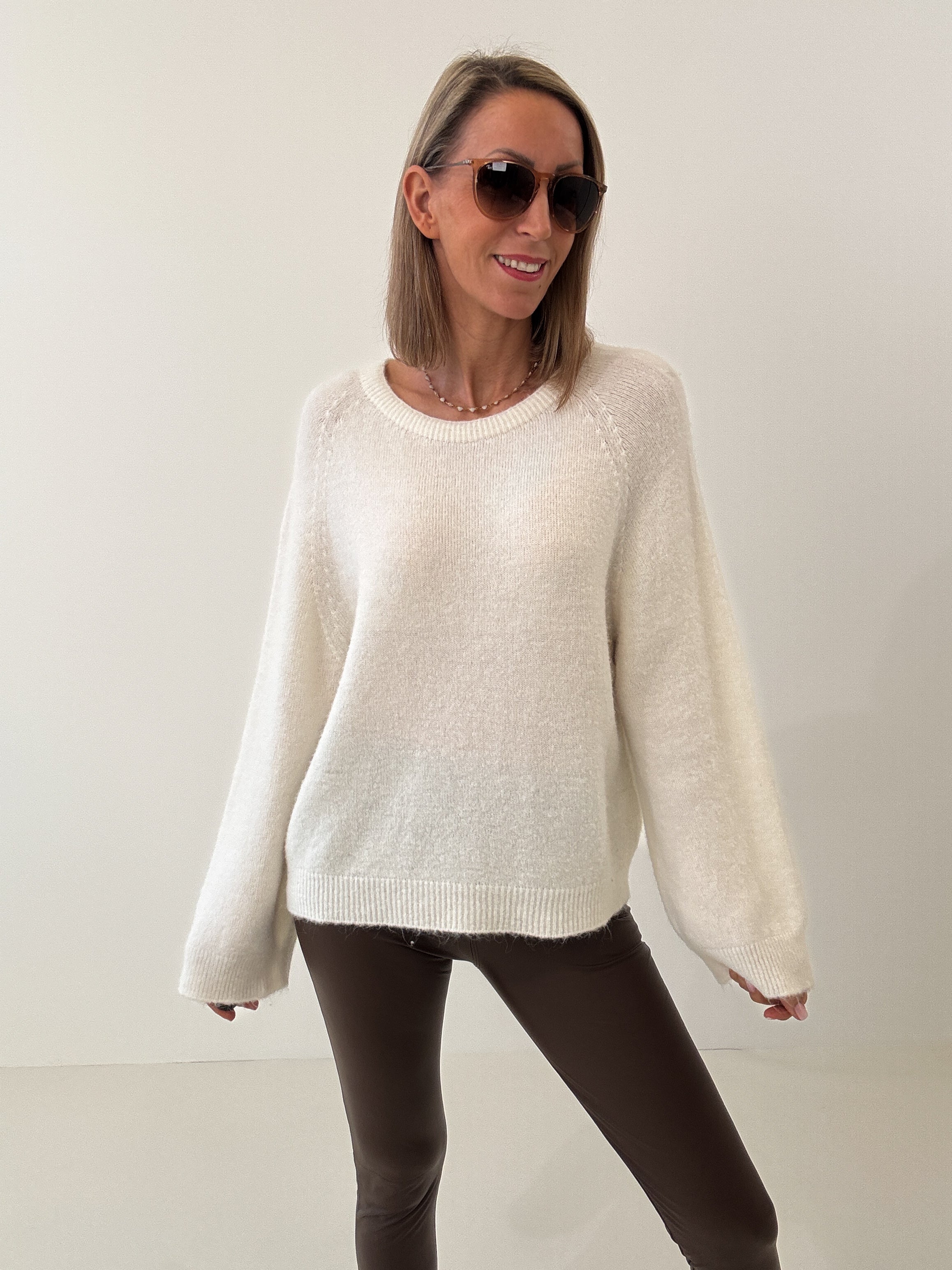 „Lana" kuscheliger Baby Alpaka Pullover - creme