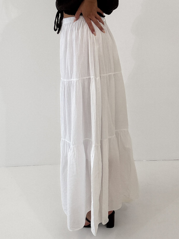 "Lune Skirt" langer Rock aus Baumwolle - weiß