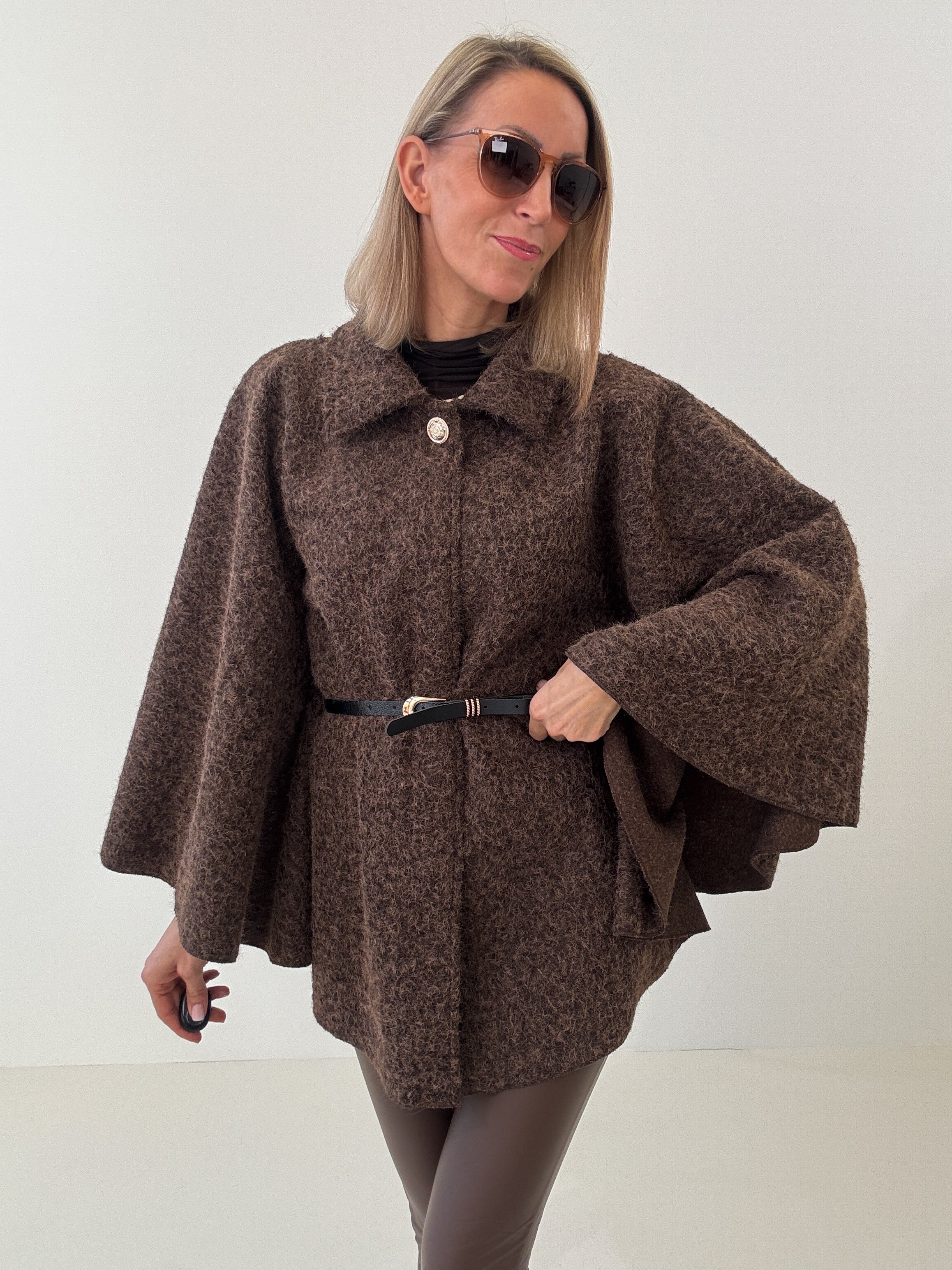 "Umbria" schöner Poncho - dunkelbraun