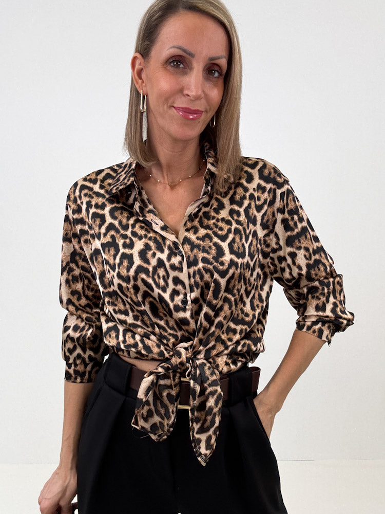 "Silky Leo" weiche Bluse aus Viscose - beige