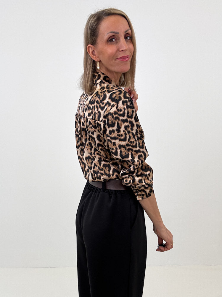 "Silky Leo" weiche Bluse aus Viscose - beige