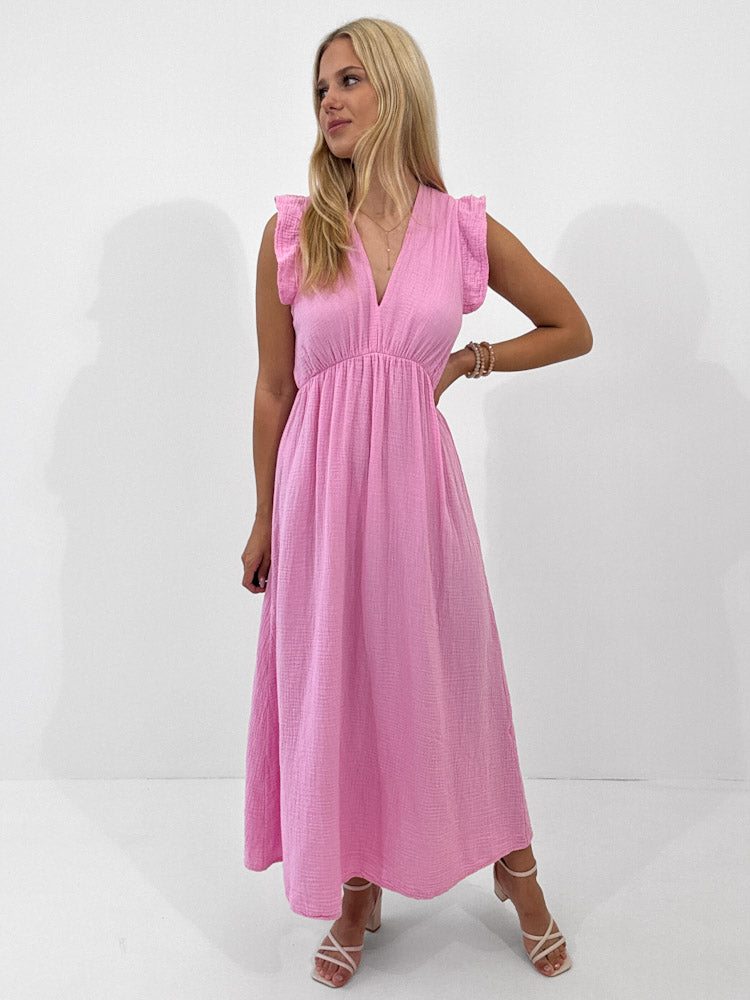 "Pianosa" tolles Maxikleid aus Musselin - candy rosa