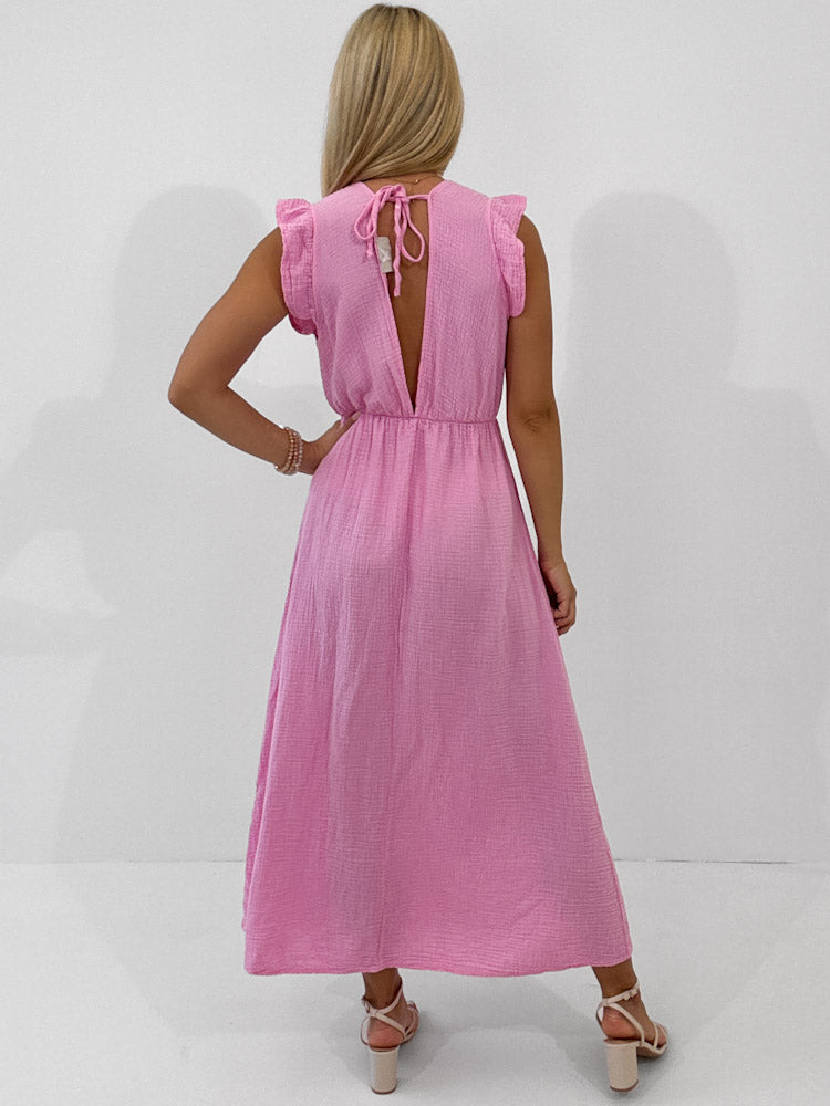 "Pianosa" tolles Maxikleid aus Musselin - candy rosa