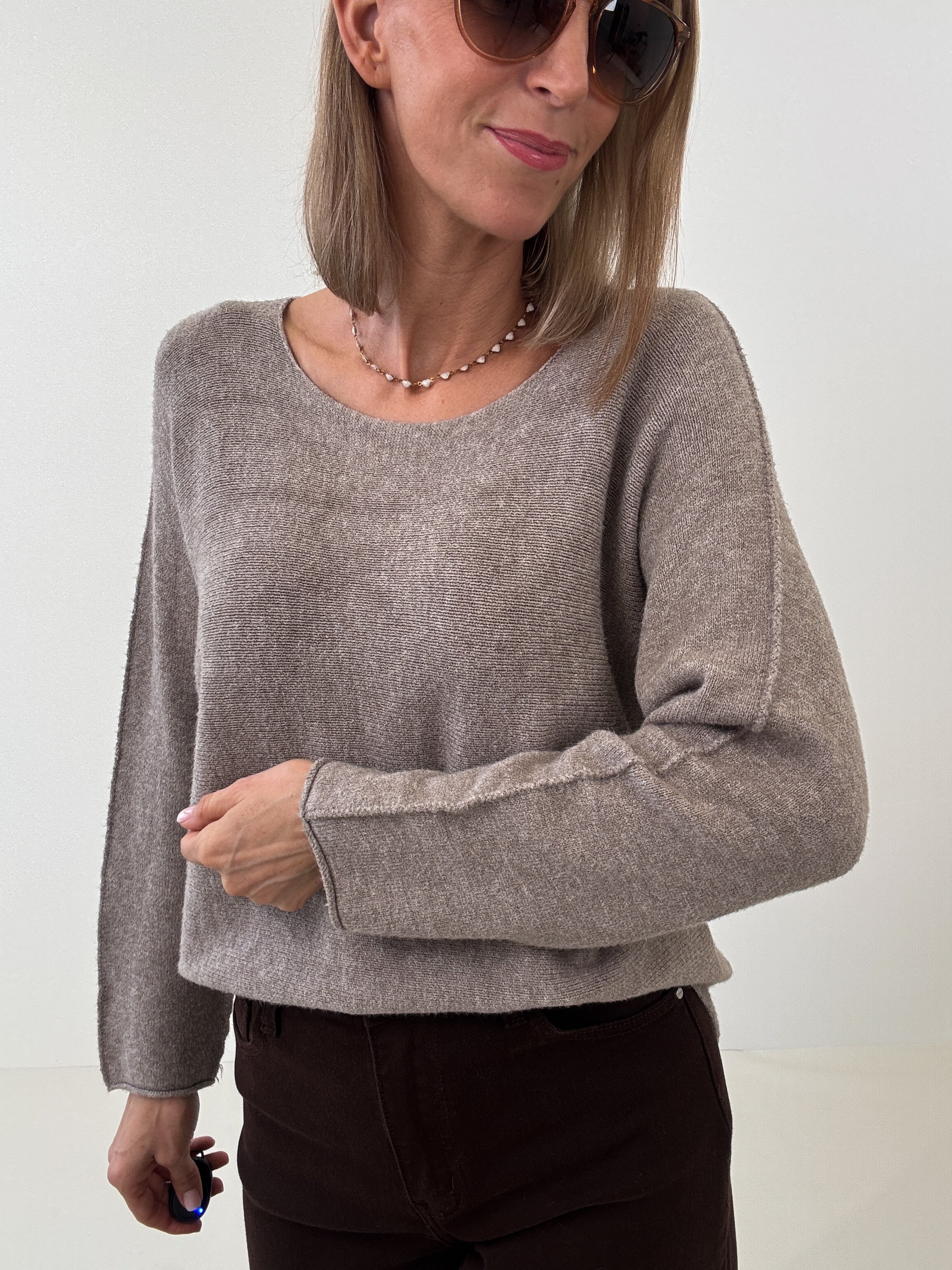 „Vicenza" weicher Pullover mit Viscose - mocca