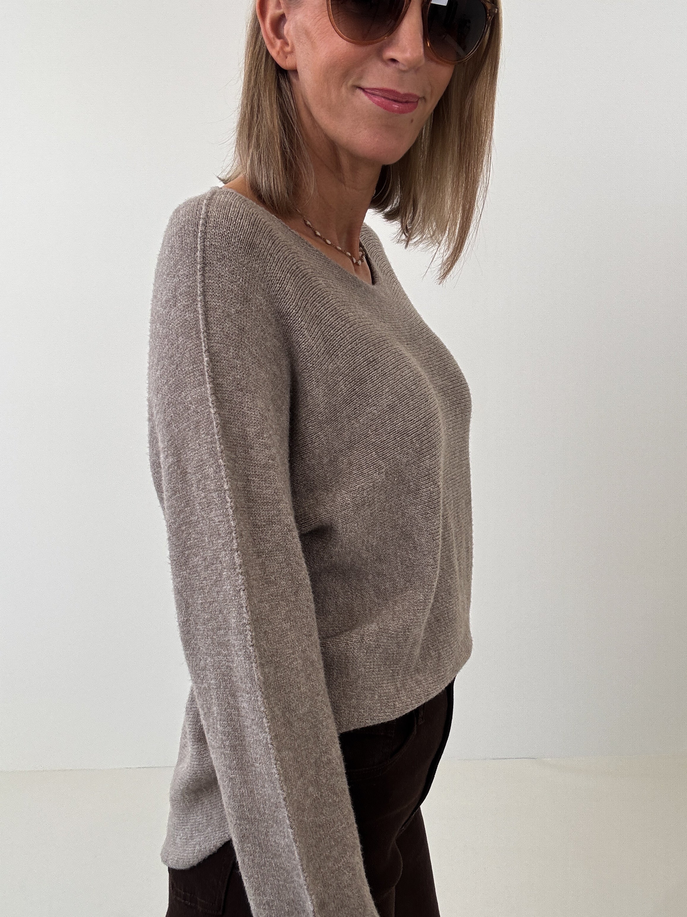 „Vicenza" weicher Pullover mit Viscose - mocca
