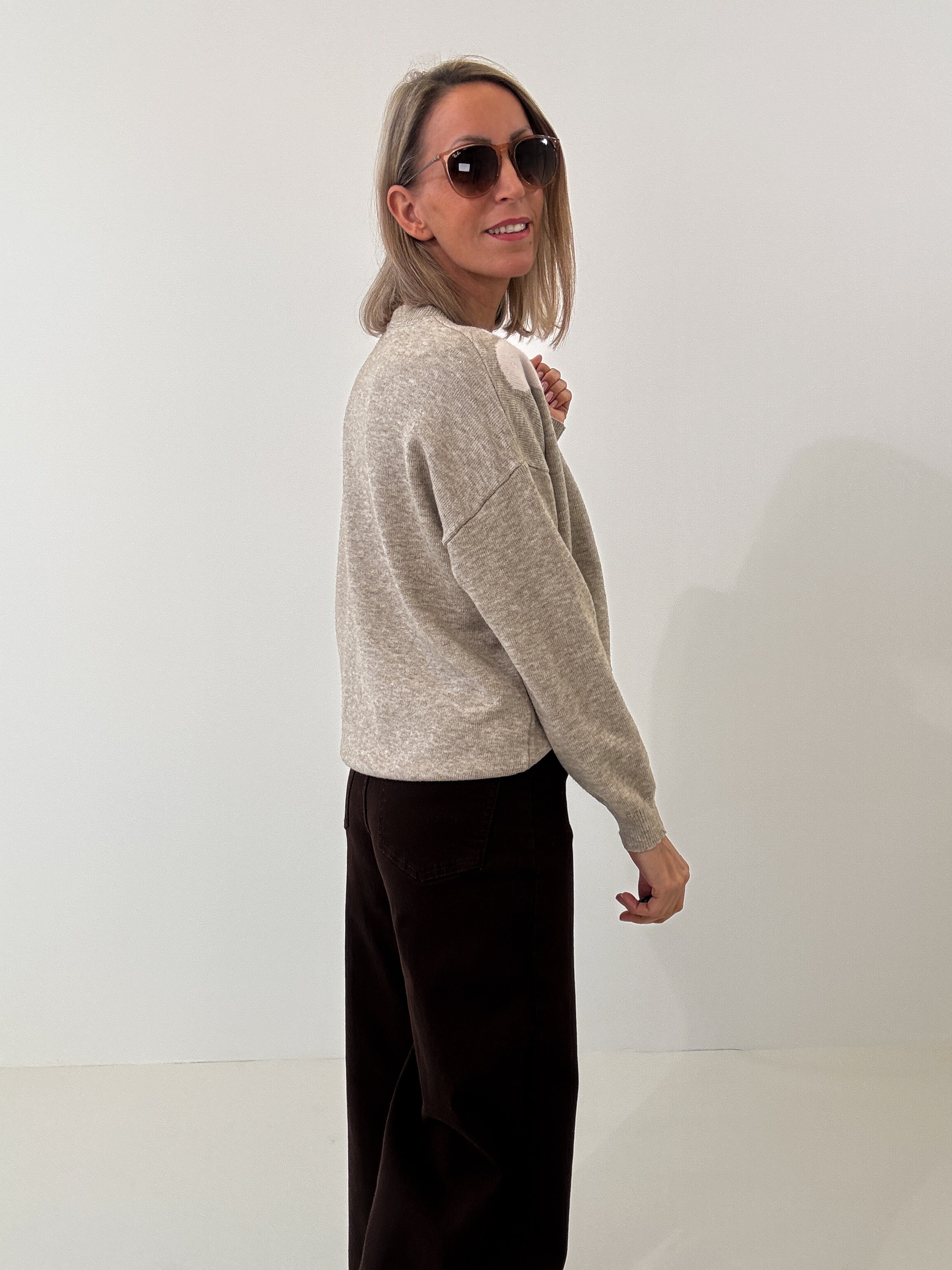 "Simply Heart" Pullover aus Viscose - dunkelbeige