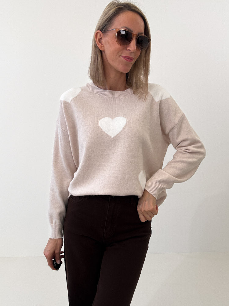 "Simply Heart" Pullover aus Viscose - hellbeige