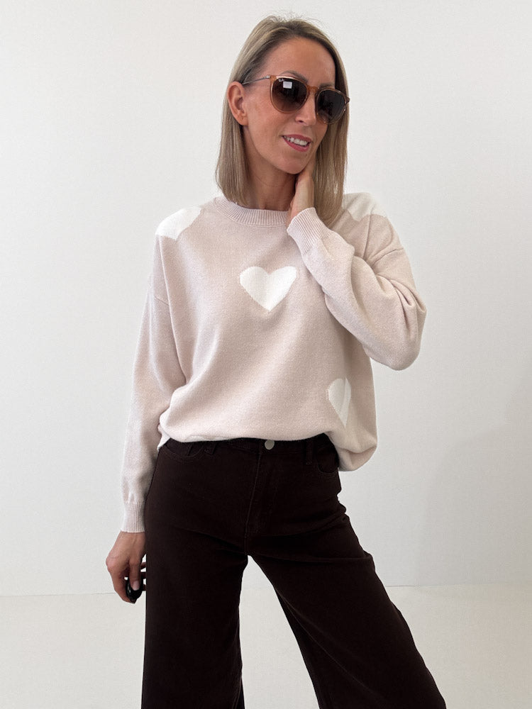 "Simply Heart" Pullover aus Viscose - hellbeige