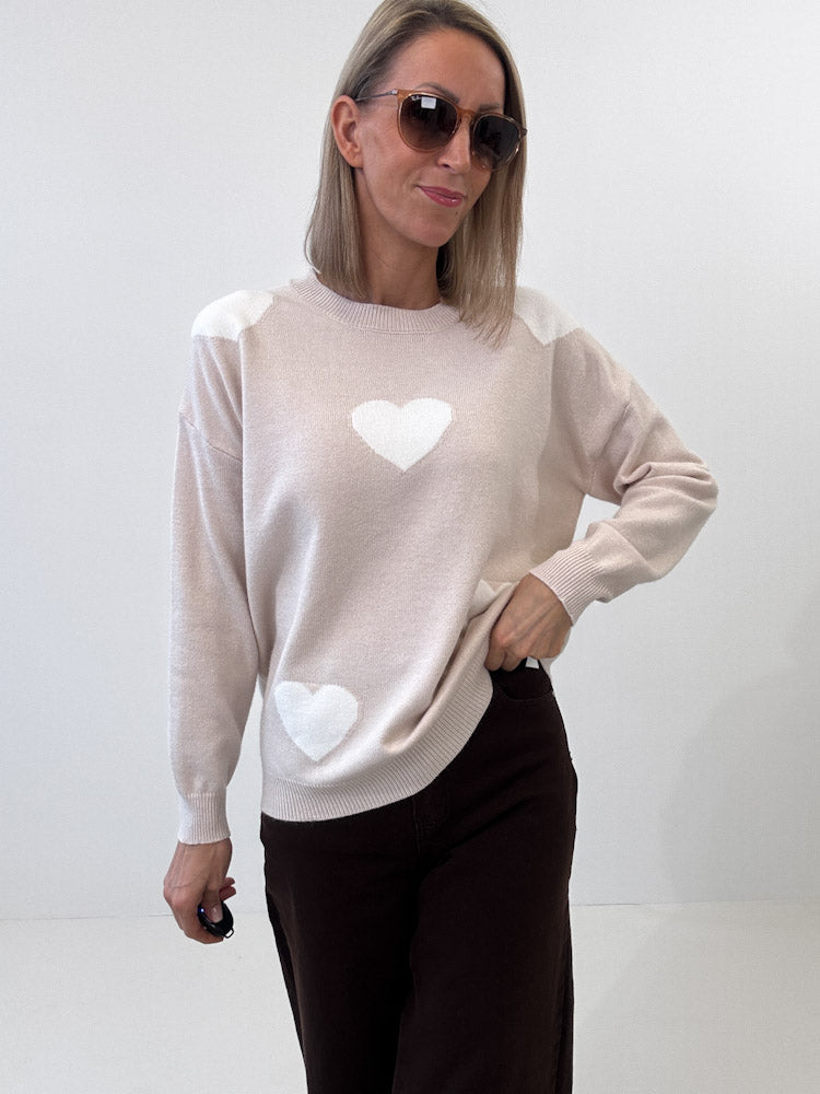 "Simply Heart" Pullover aus Viscose - hellbeige