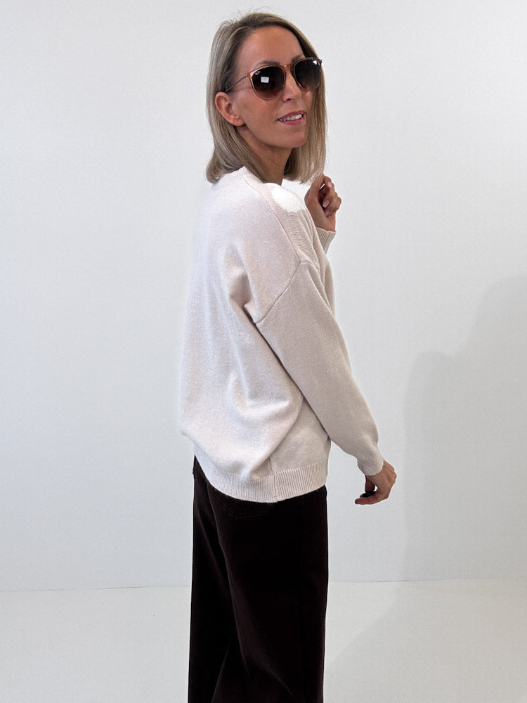 "Simply Heart" Pullover aus Viscose - hellbeige