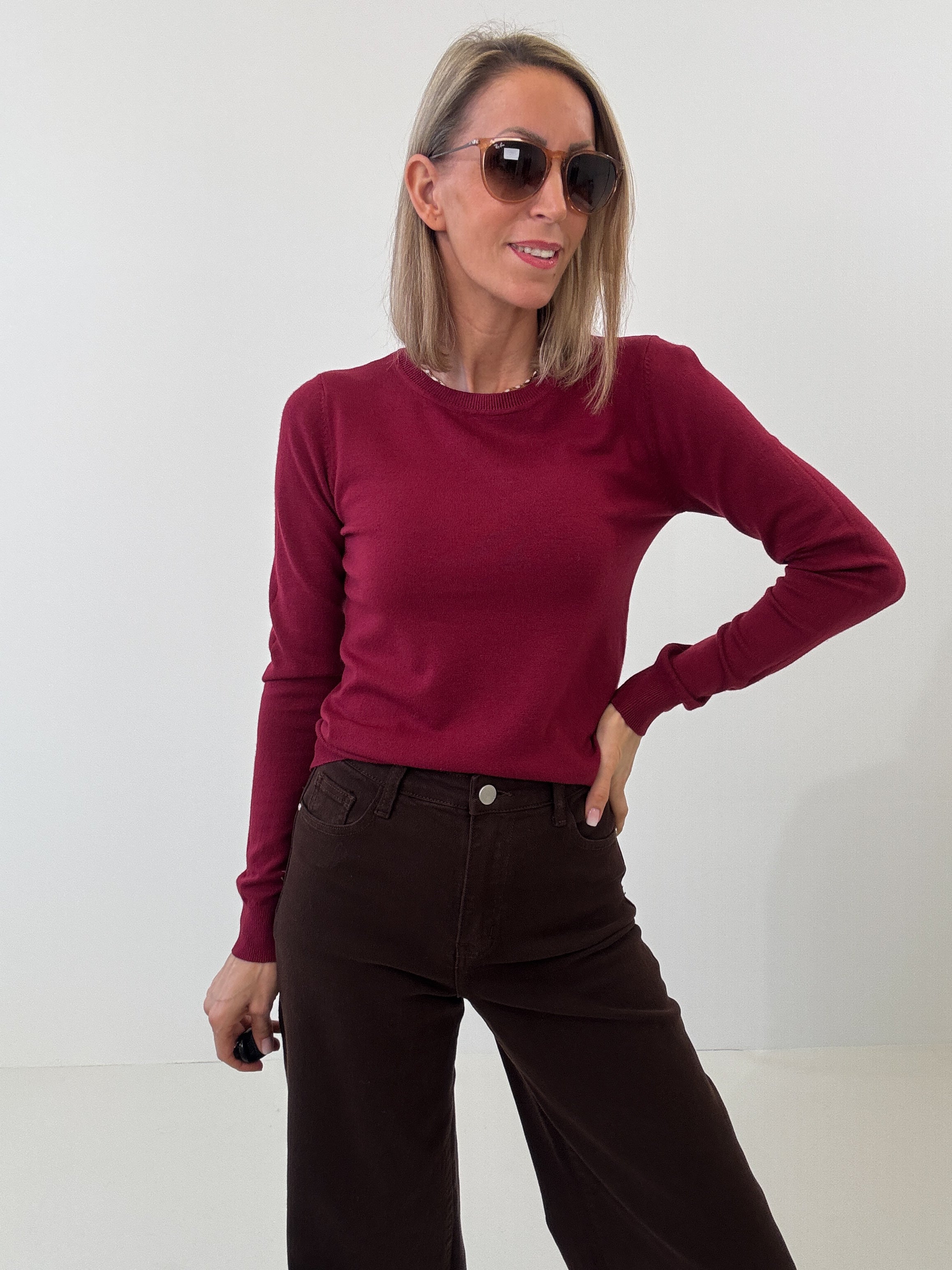 "Cushy" kuscheliger Cashmere Pullover - bordeaux