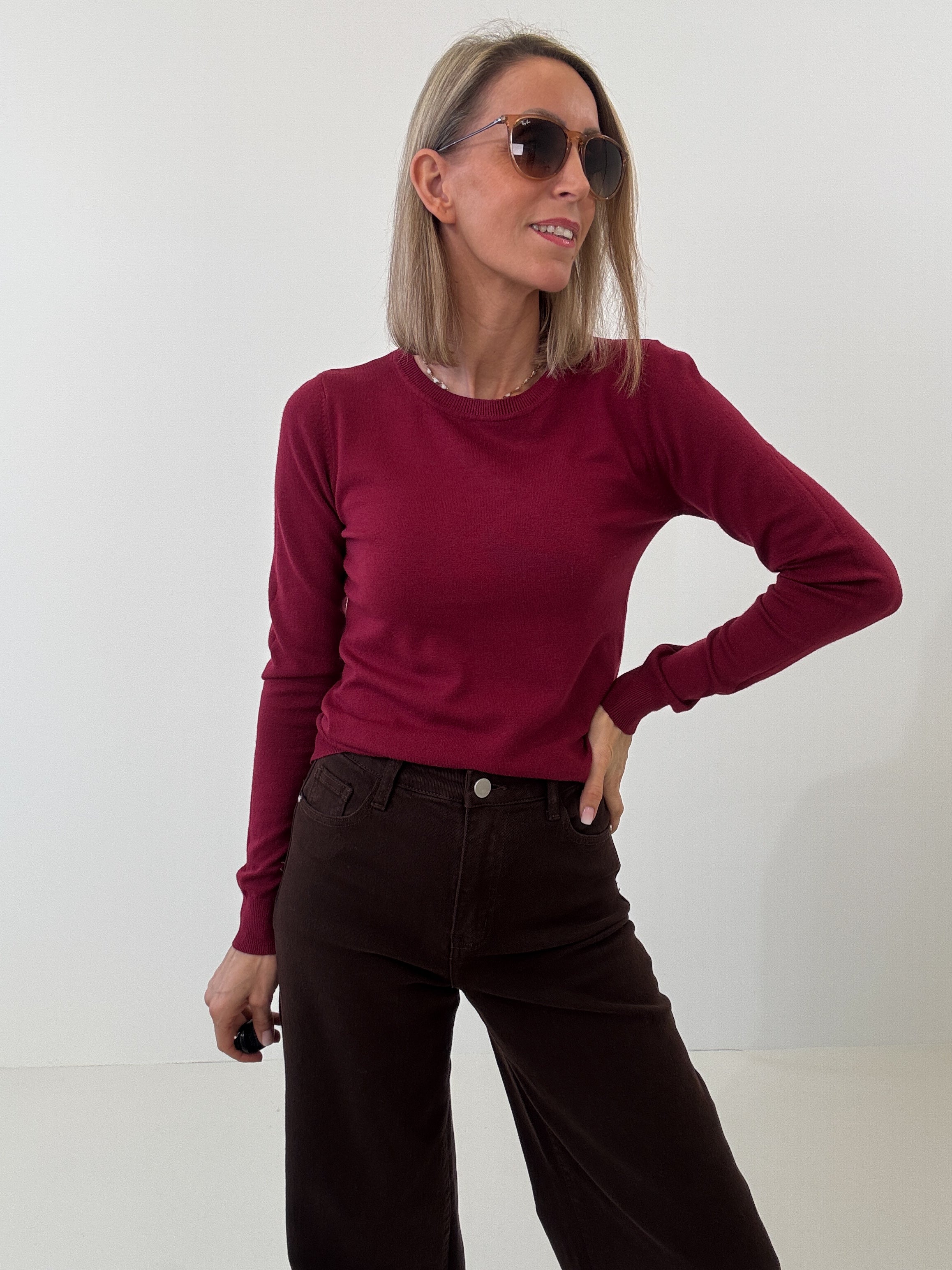 "Cushy" kuscheliger Cashmere Pullover - bordeaux