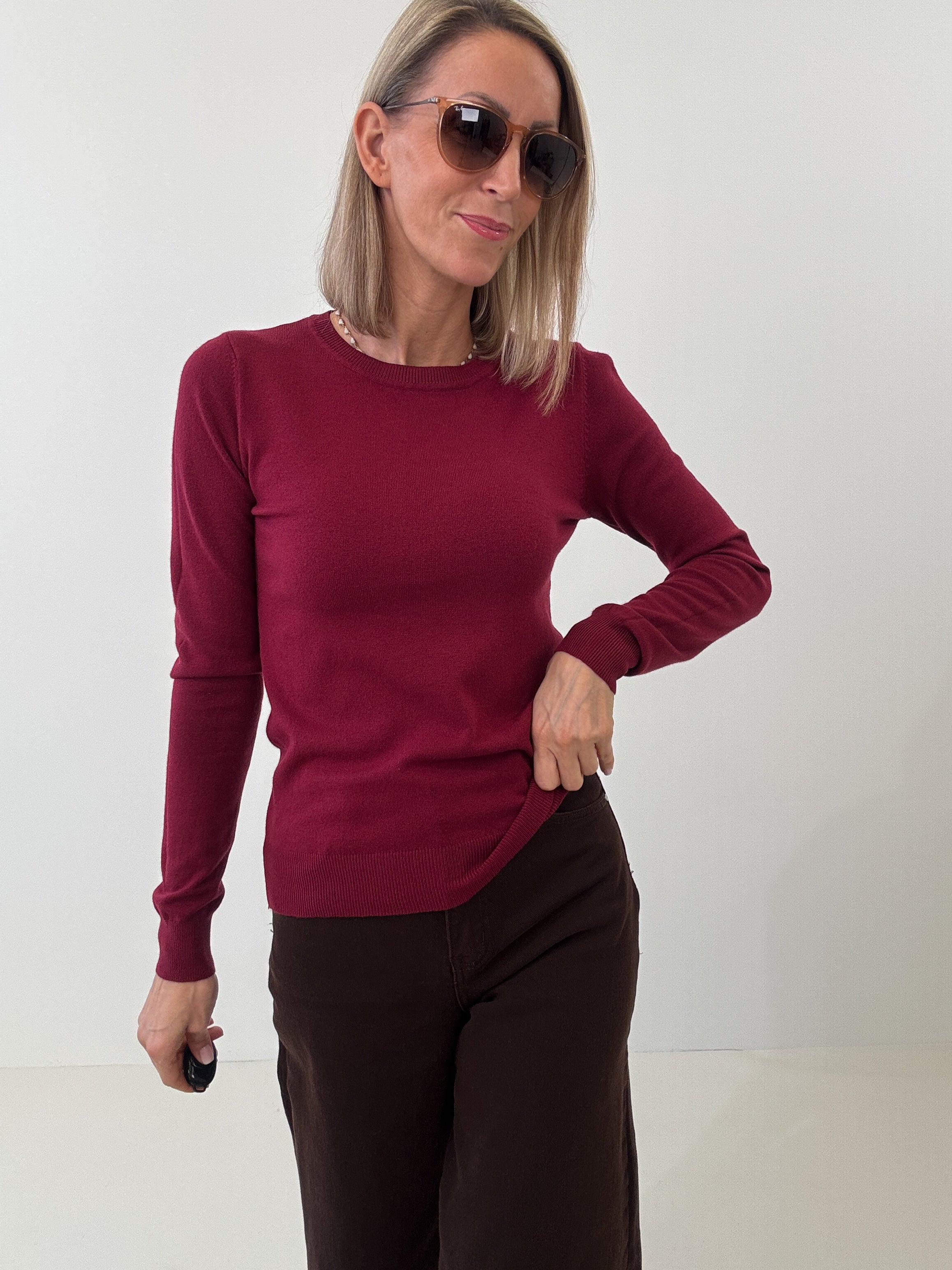 "Cushy" kuscheliger Cashmere Pullover - bordeaux
