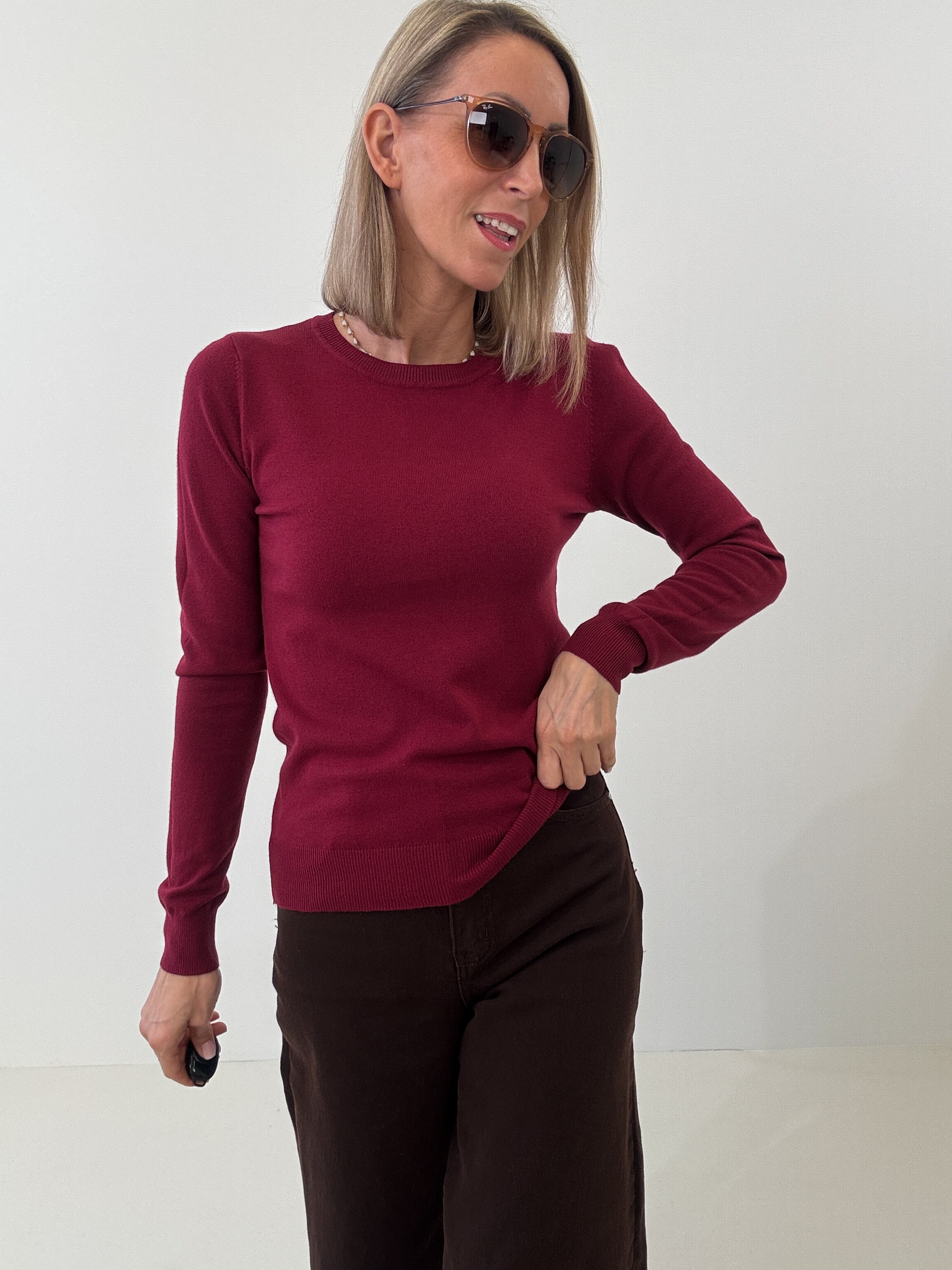 "Cushy" kuscheliger Cashmere Pullover - bordeaux