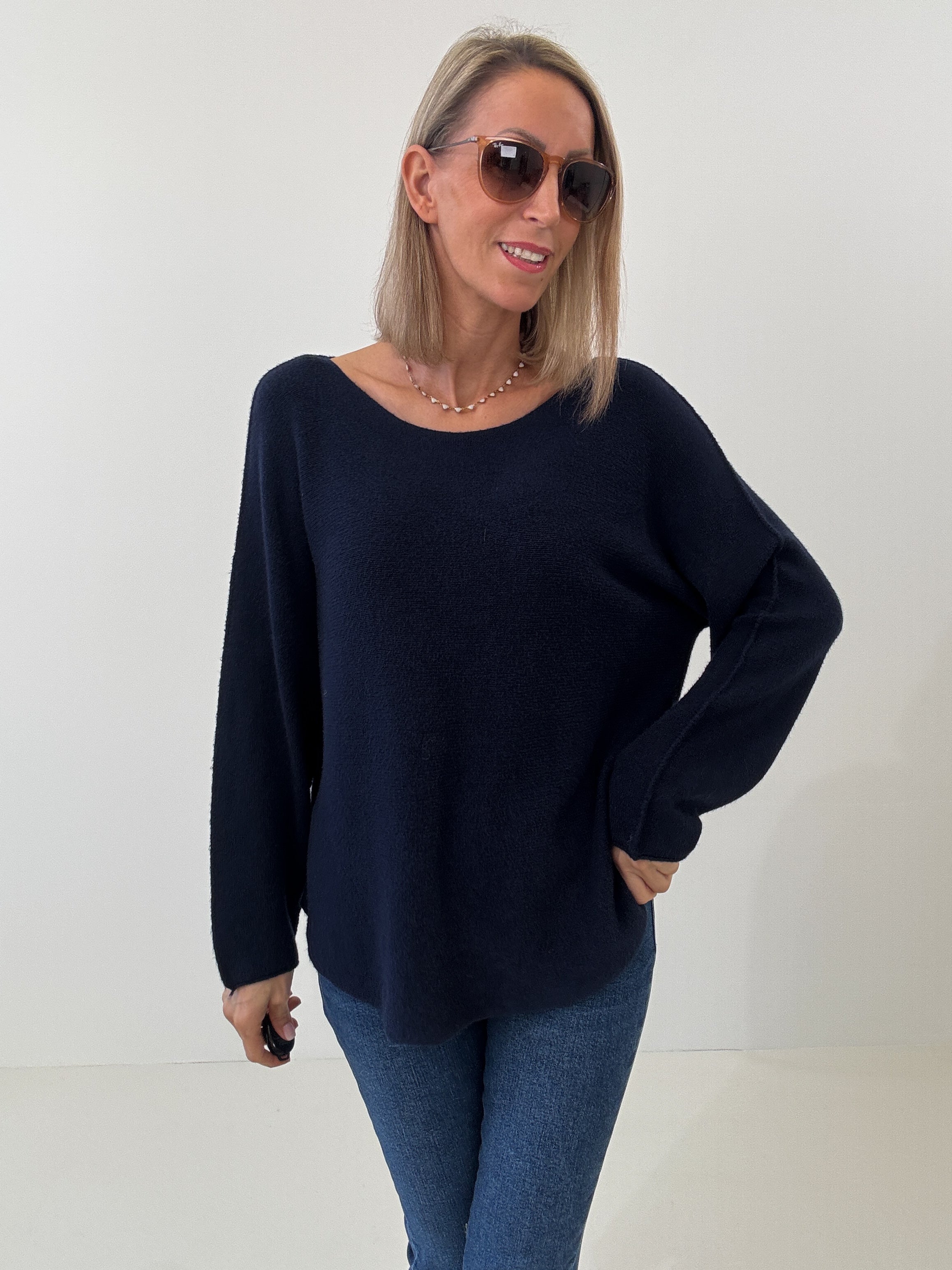 „Vicenza" weicher Pullover mit Viscose - navy blau