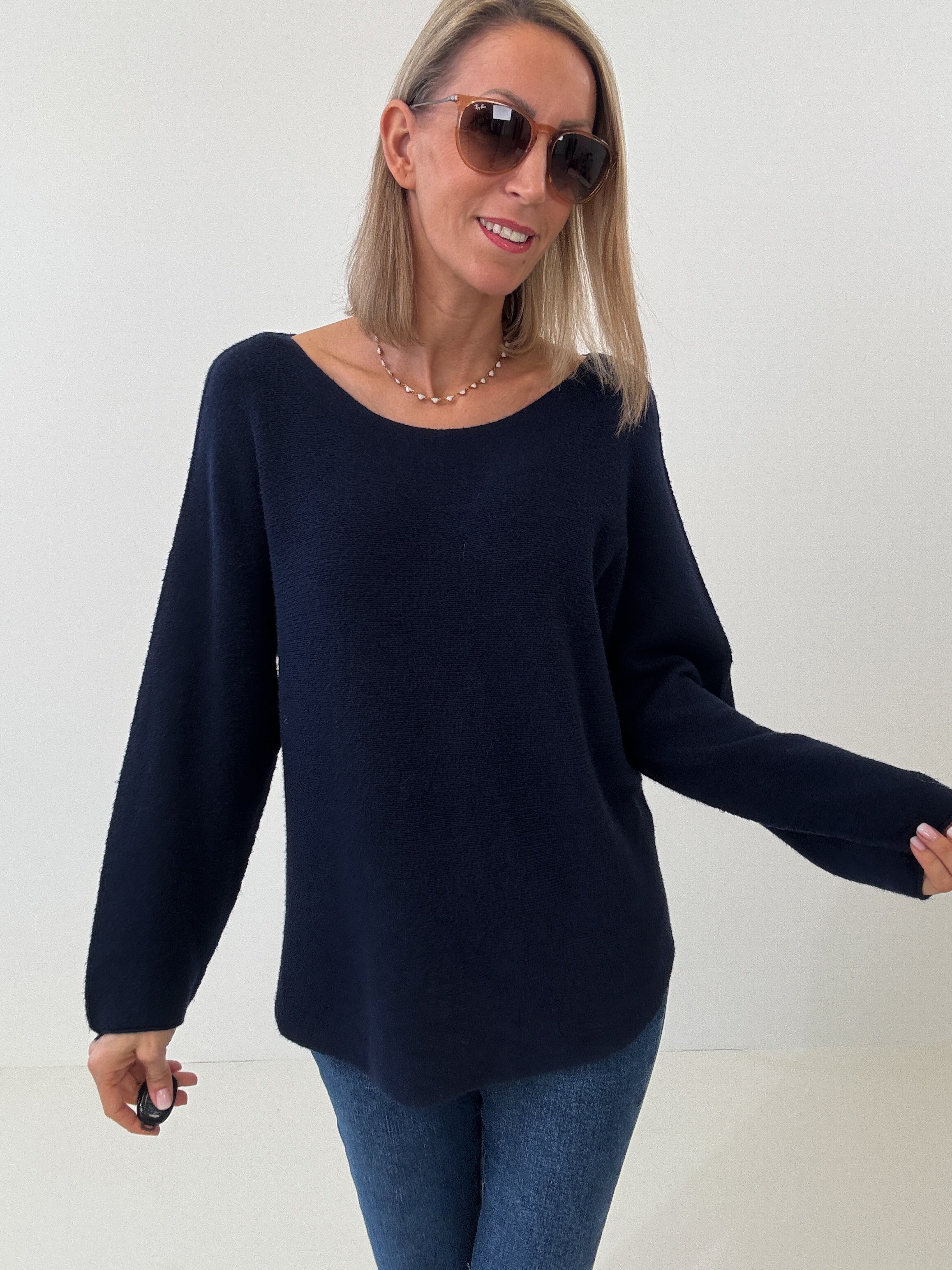 „Vicenza" weicher Pullover mit Viscose - navy blau