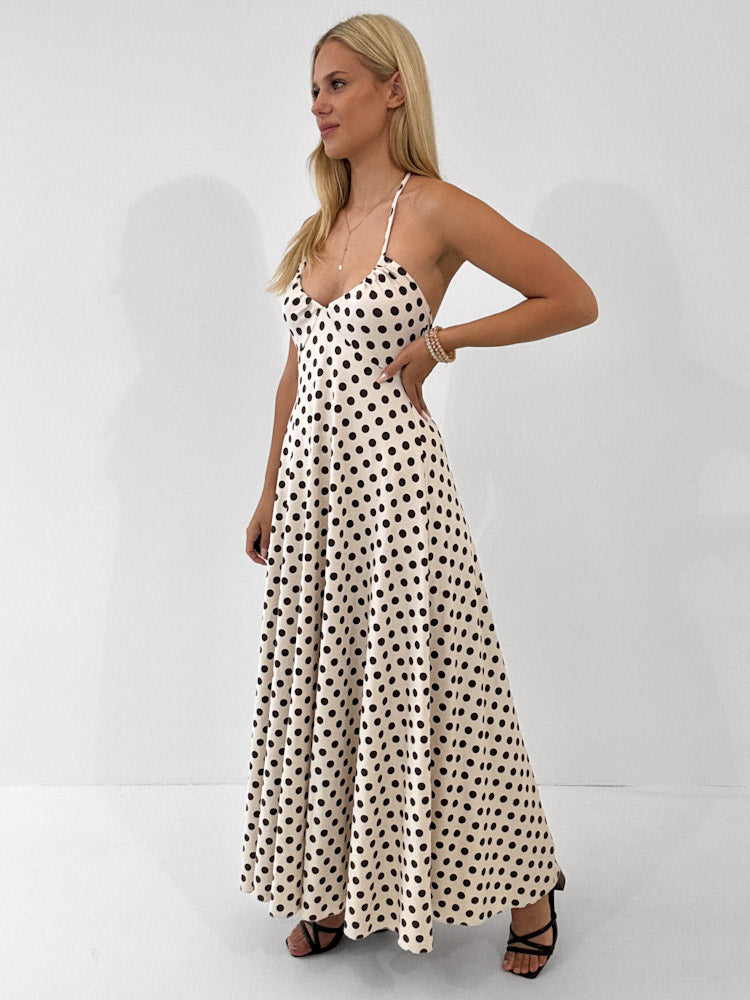 "Luciana Dots" schickes Kleid aus Viscose - beige/braun