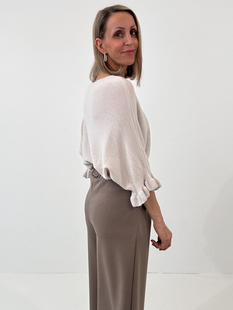 "Vicenza Volant" weicher Pullover mit Viscose - beige