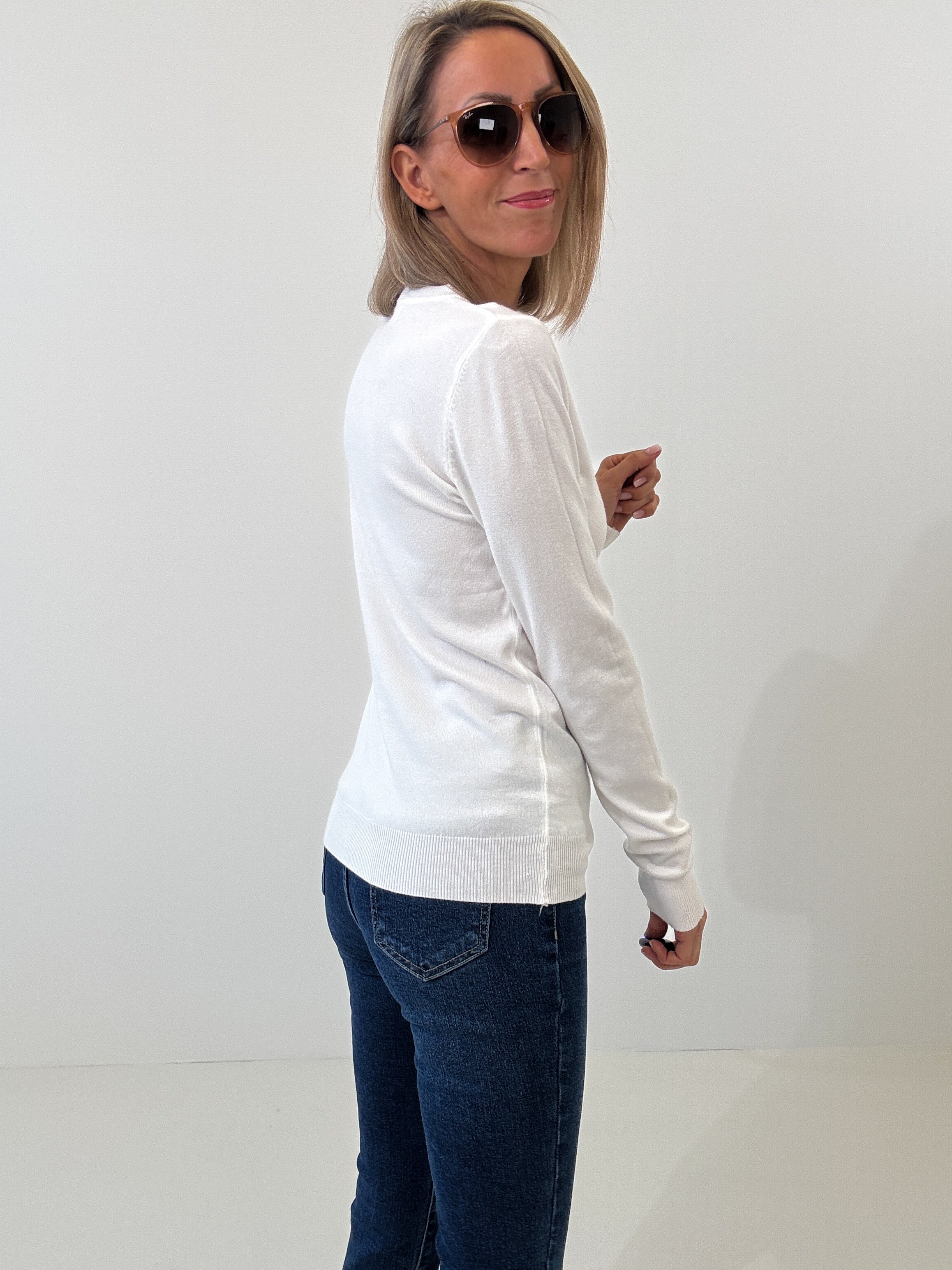 "Cushy" kuscheliger Cashmere Pullover - weiß