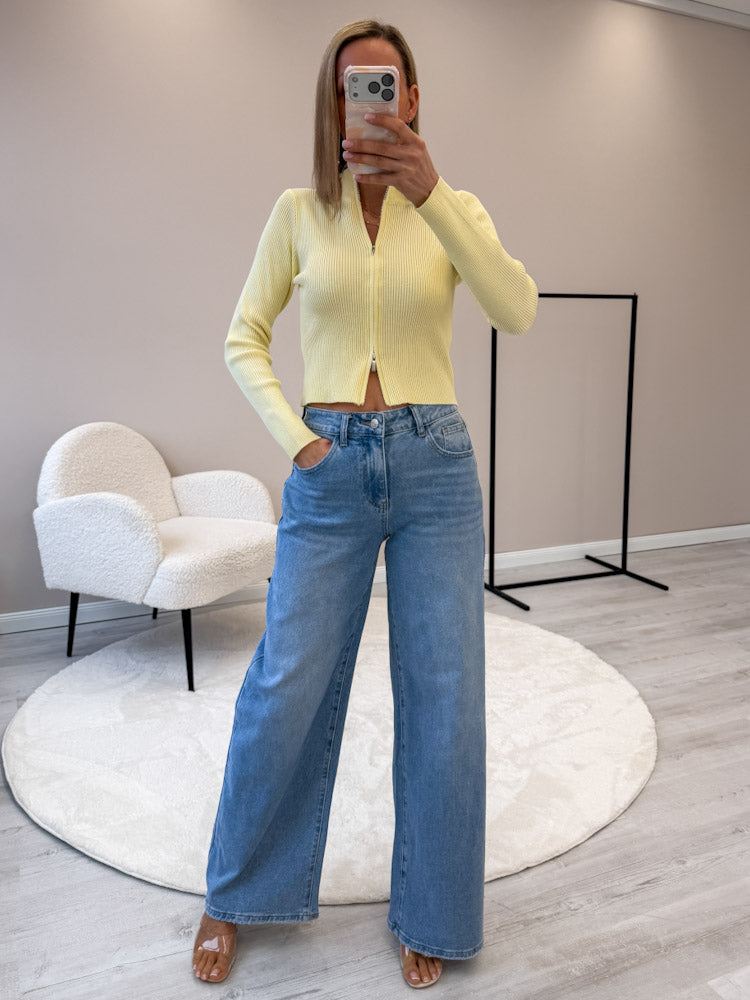 "Lamia" weiche Strickjacke aus Viscose - lemon ice