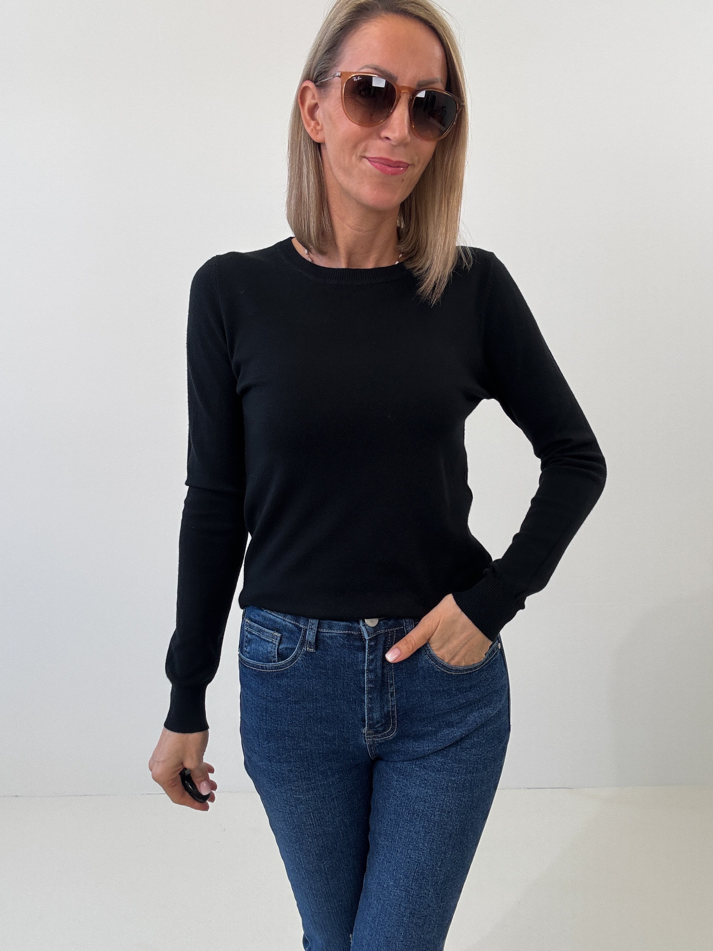 "Cushy" kuscheliger Cashmere Pullover - schwarz