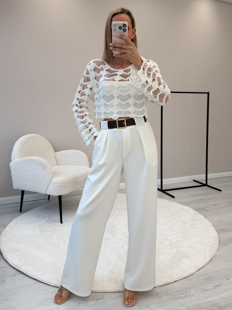 "Conchiglia" süßes Crochet Top - weiß