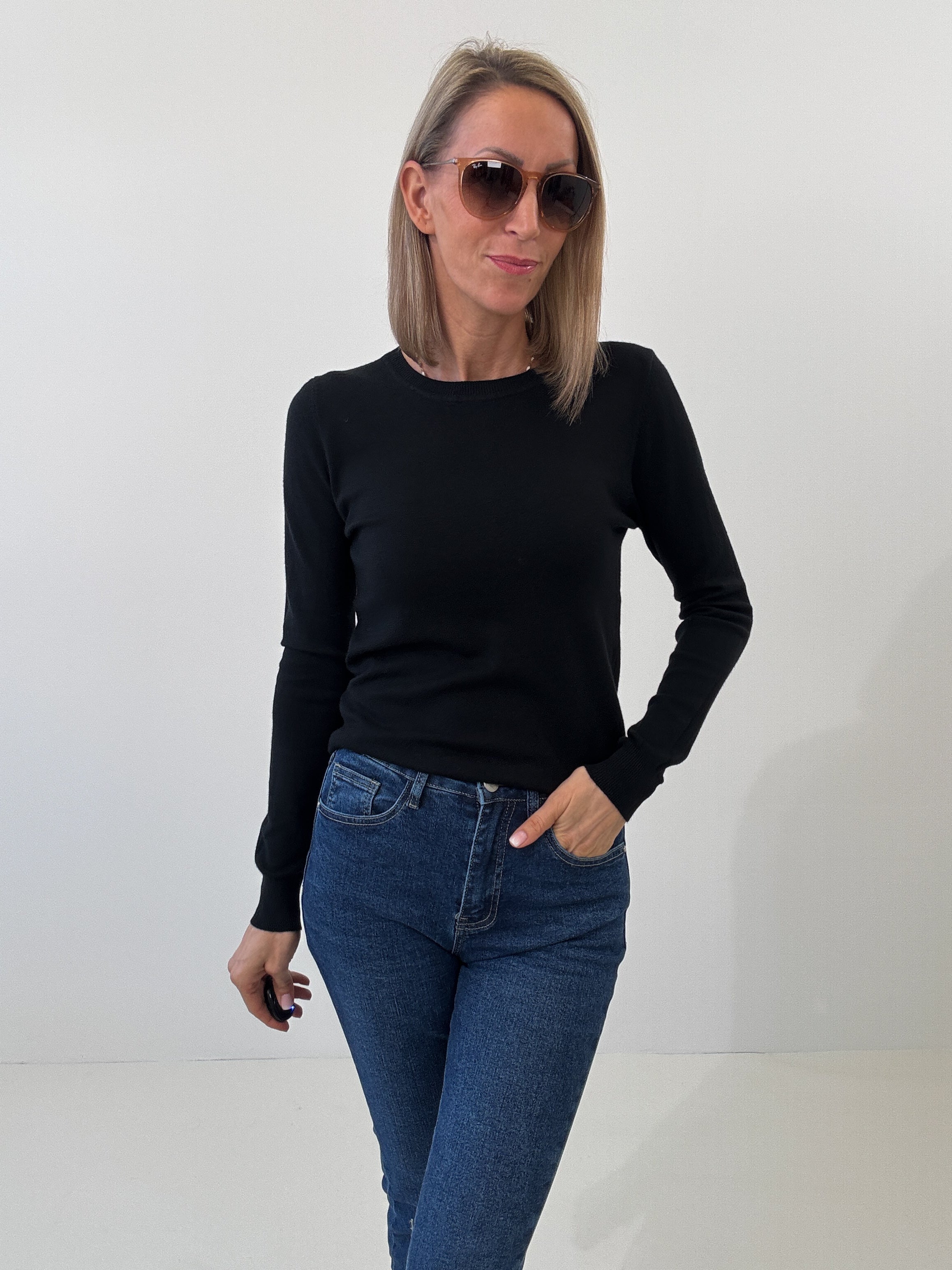 "Cushy" kuscheliger Cashmere Pullover - schwarz