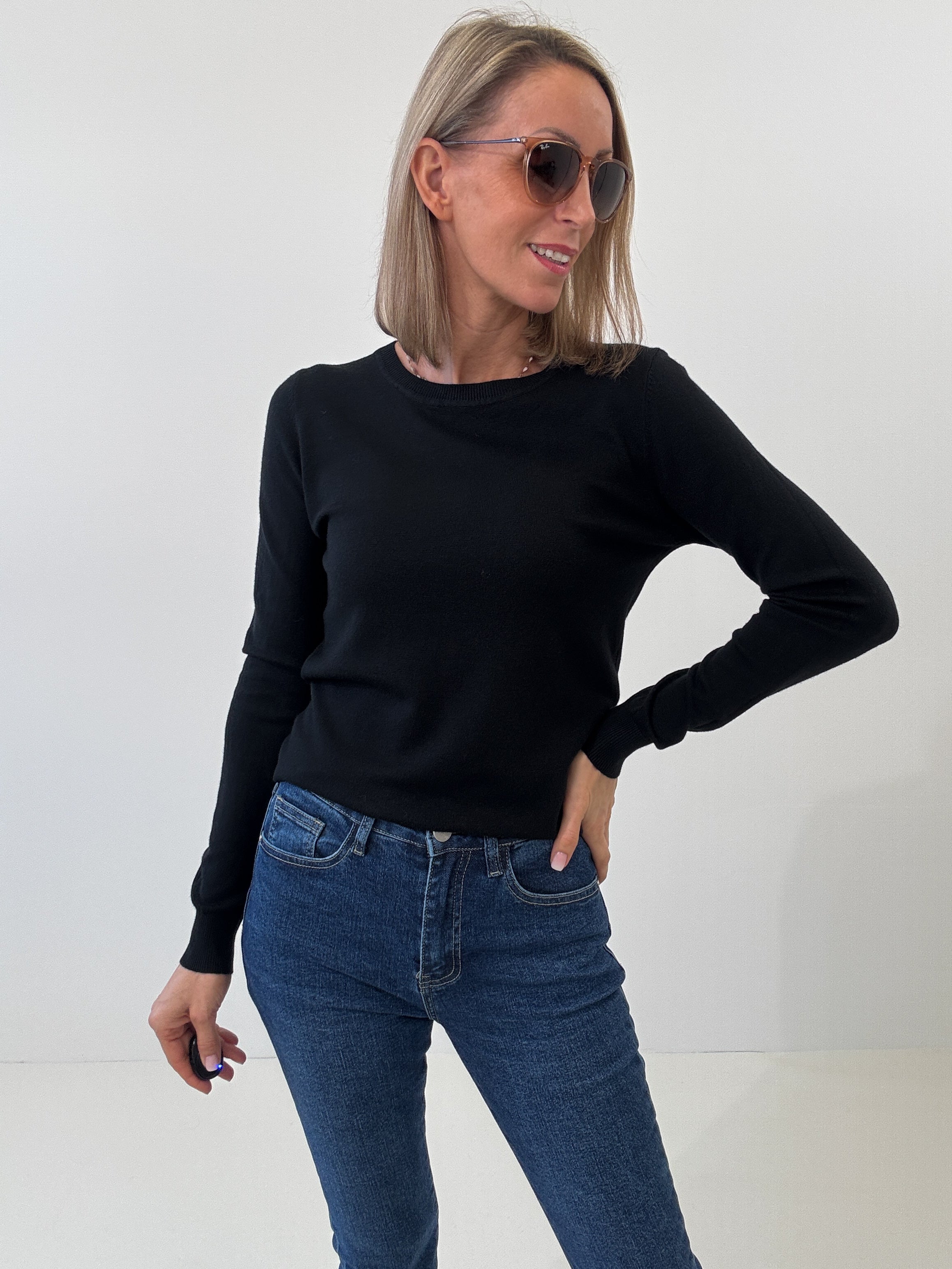 "Cushy" kuscheliger Cashmere Pullover - schwarz