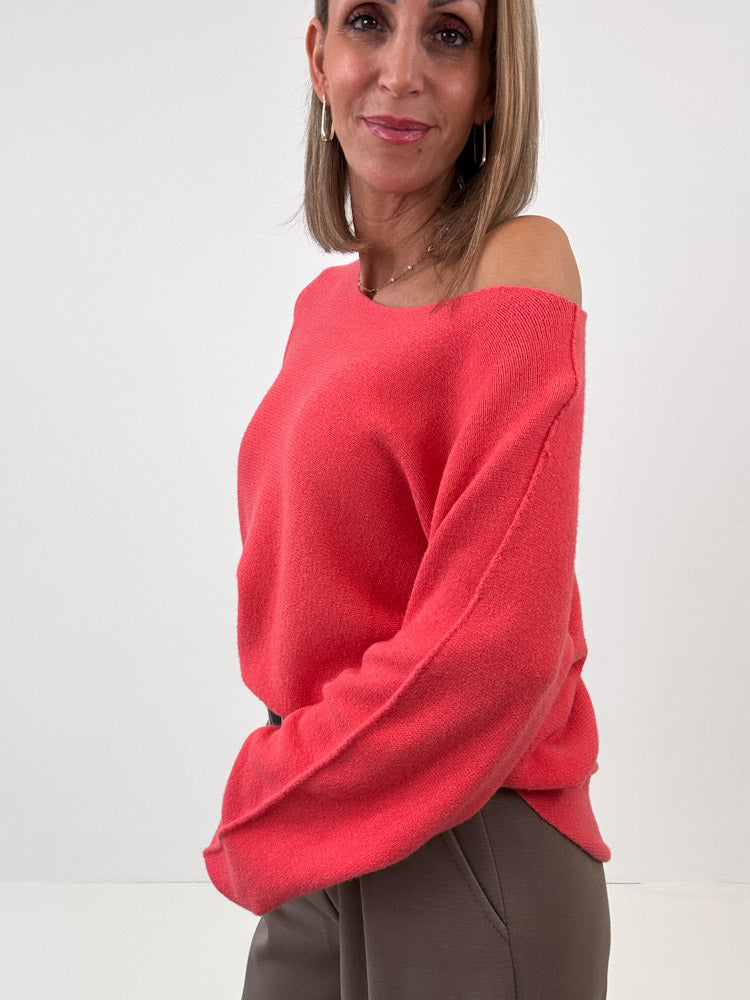 "Vicenza" weicher Pullover mit Viscose - coral