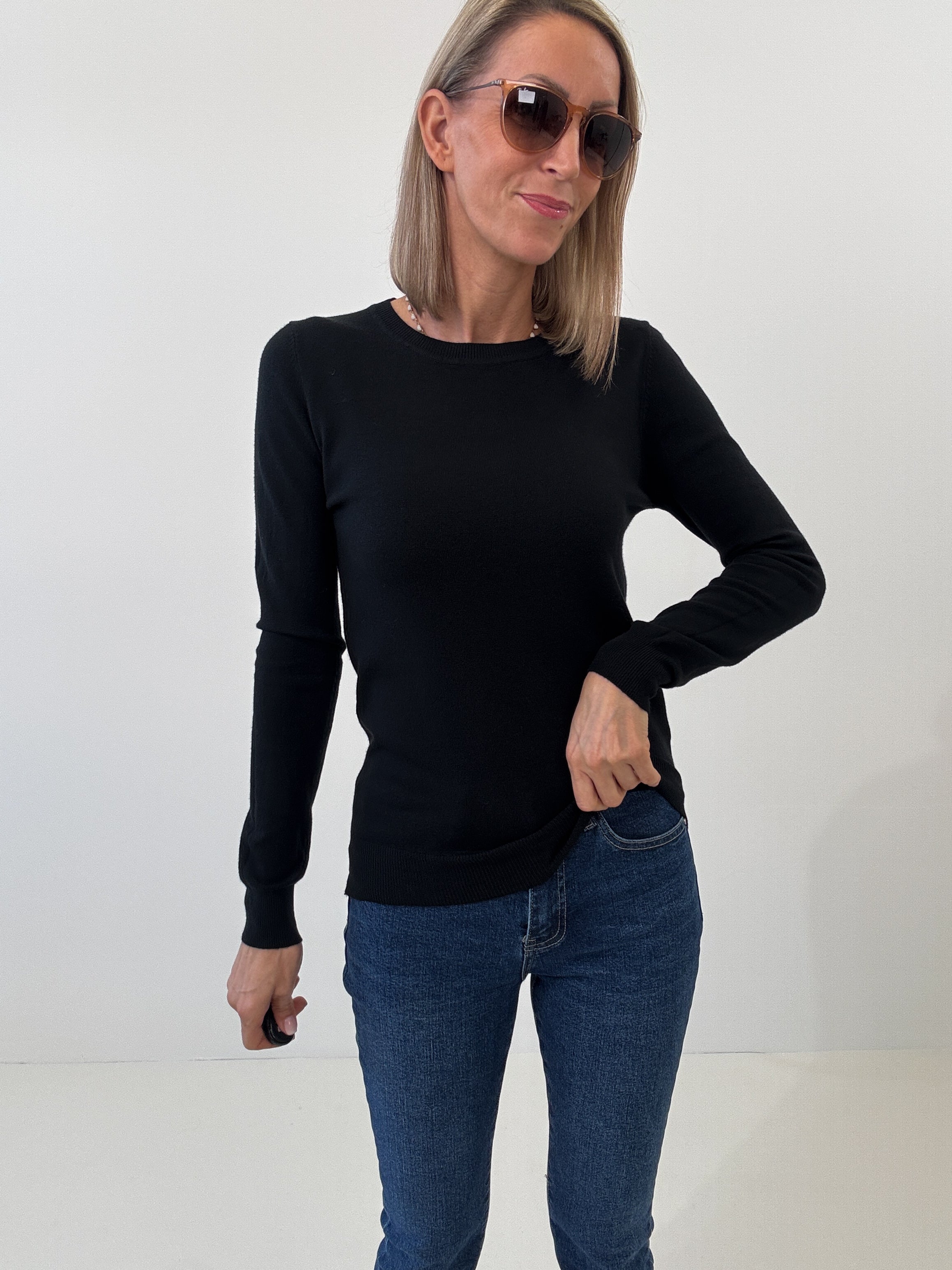 "Cushy" kuscheliger Cashmere Pullover - schwarz