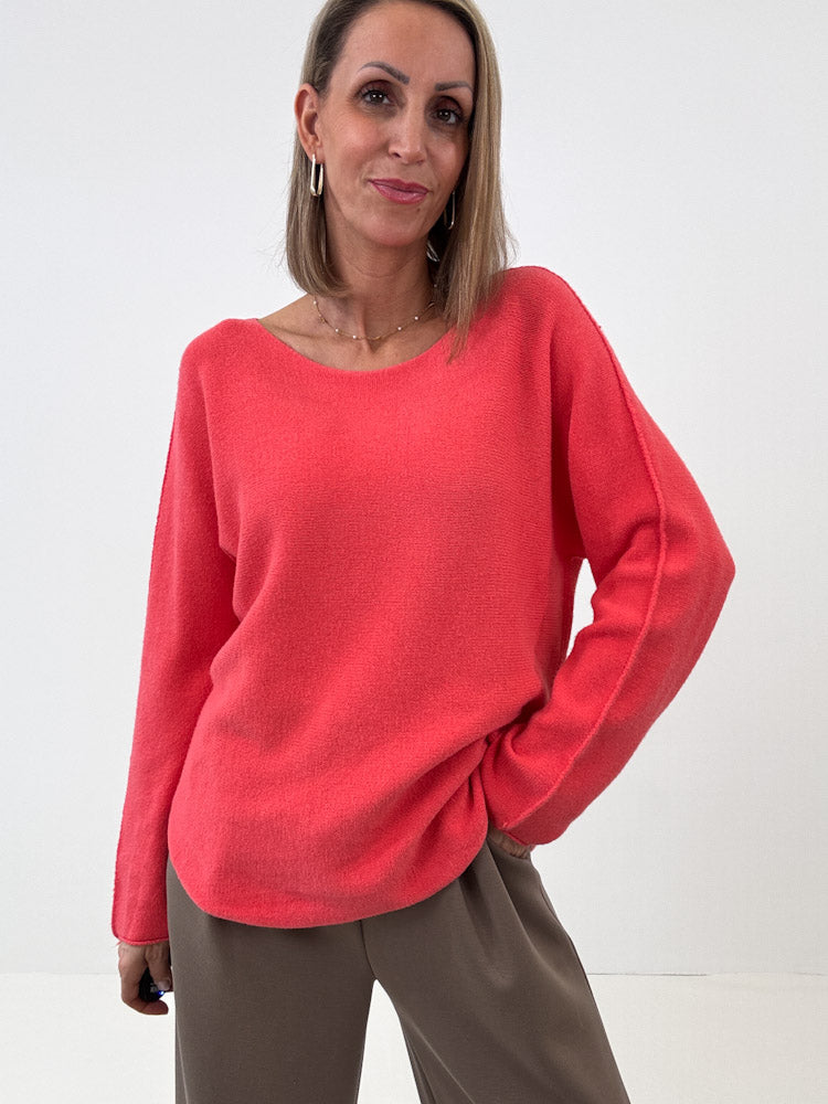 "Vicenza" weicher Pullover mit Viscose - coral