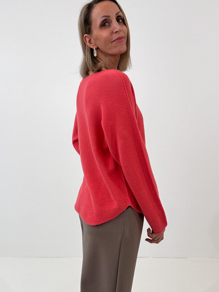 "Vicenza" weicher Pullover mit Viscose - coral
