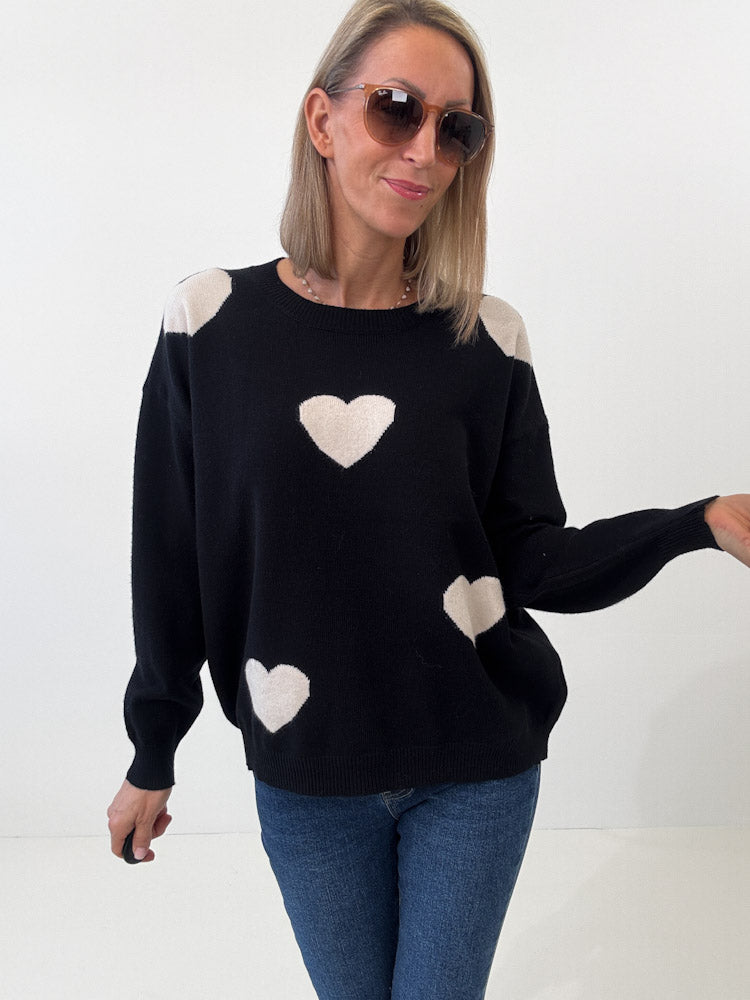 "Simply Heart" Pullover aus Viscose - schwarz
