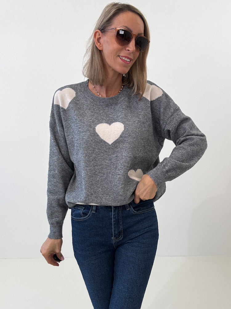 "Simply Heart" Pullover aus Viscose - grau