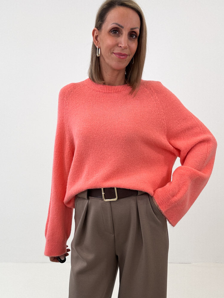 "Lana" kuscheliger Baby Alpaka Pullover - coral