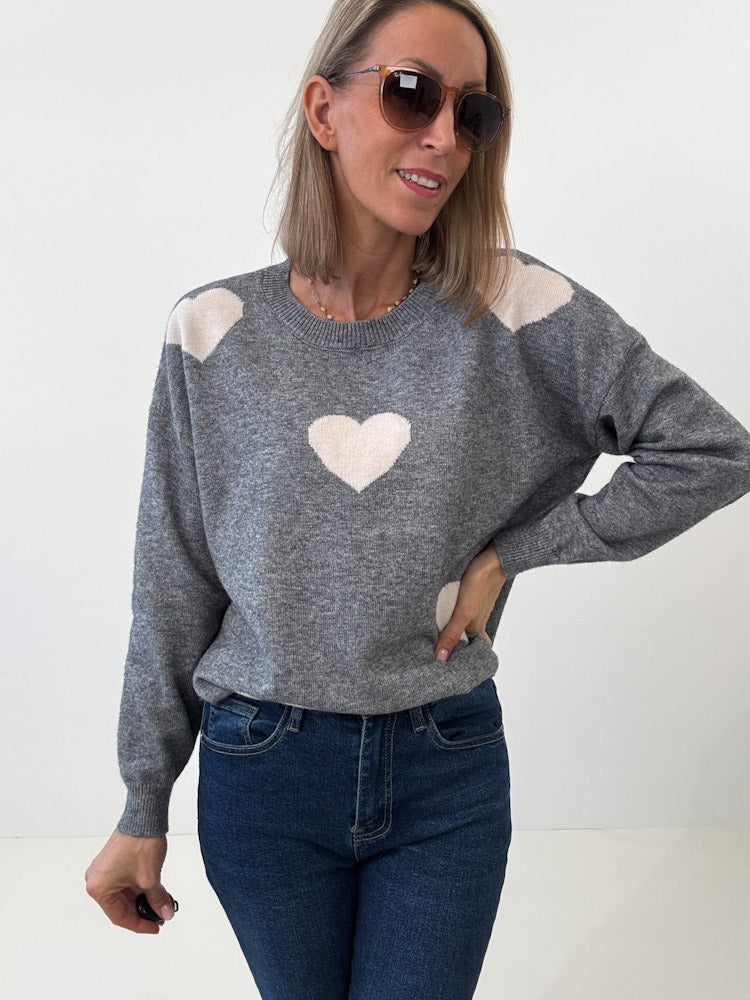 "Simply Heart" Pullover aus Viscose - grau