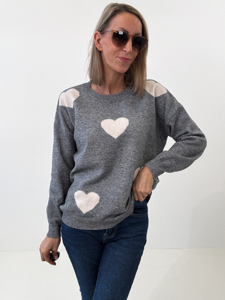 "Simply Heart" Pullover aus Viscose - grau