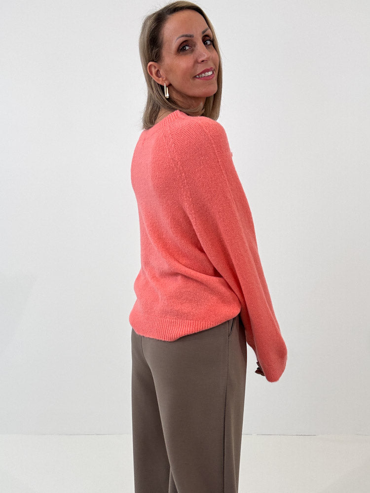 "Lana" kuscheliger Baby Alpaka Pullover - coral