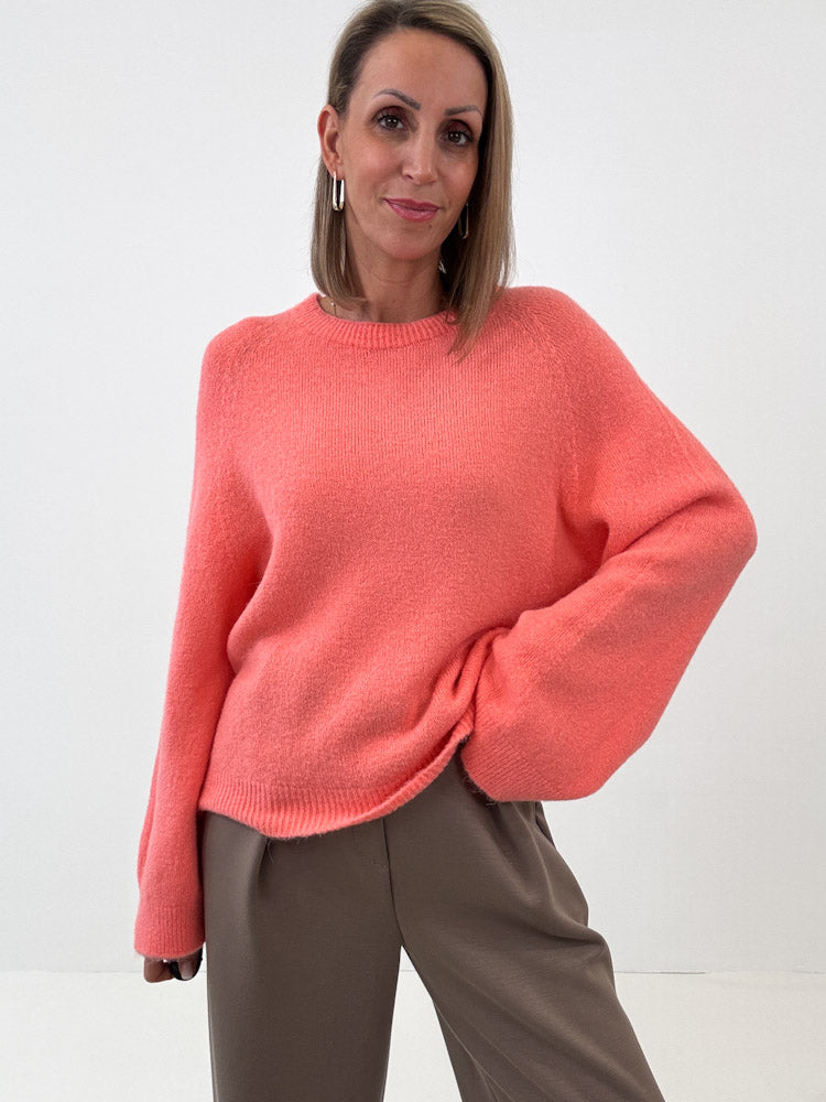 "Lana" kuscheliger Baby Alpaka Pullover - coral